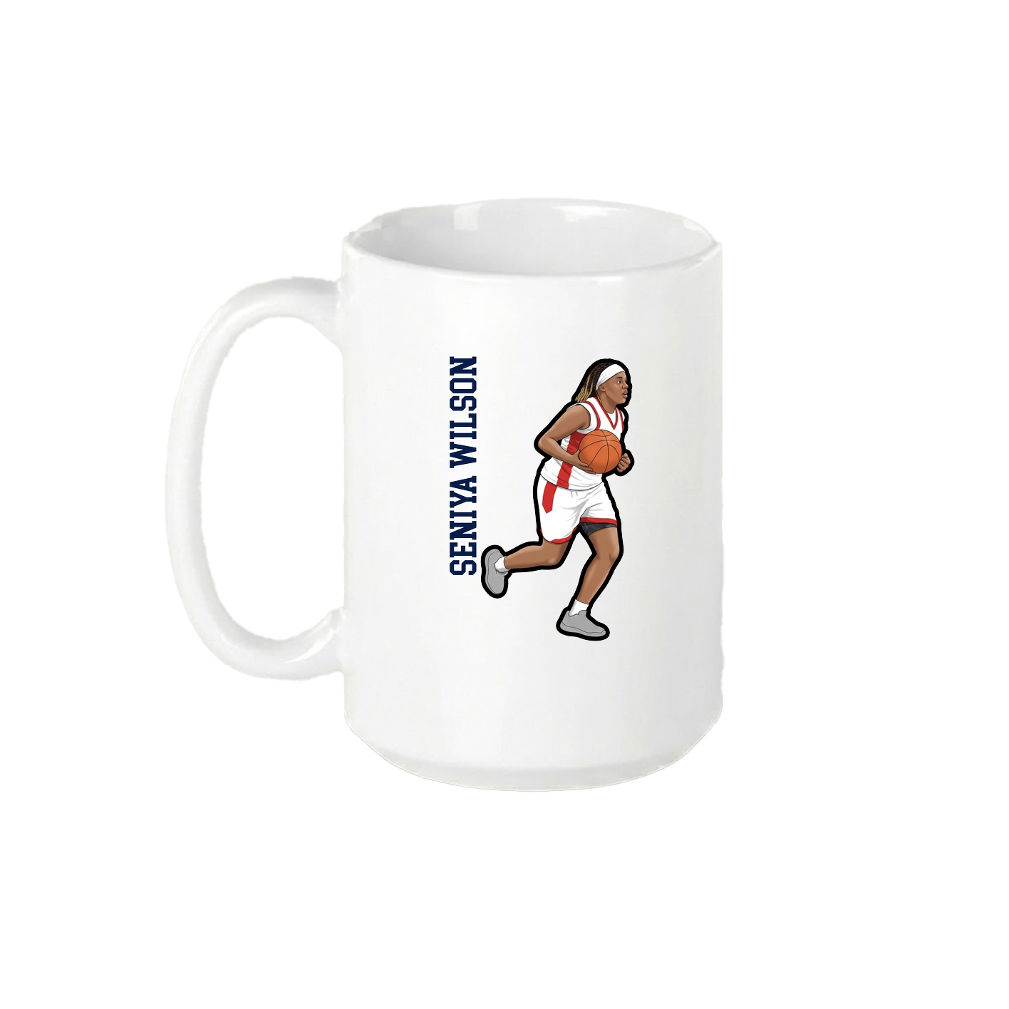 15oz Coffee Mug — Name Vertical in White