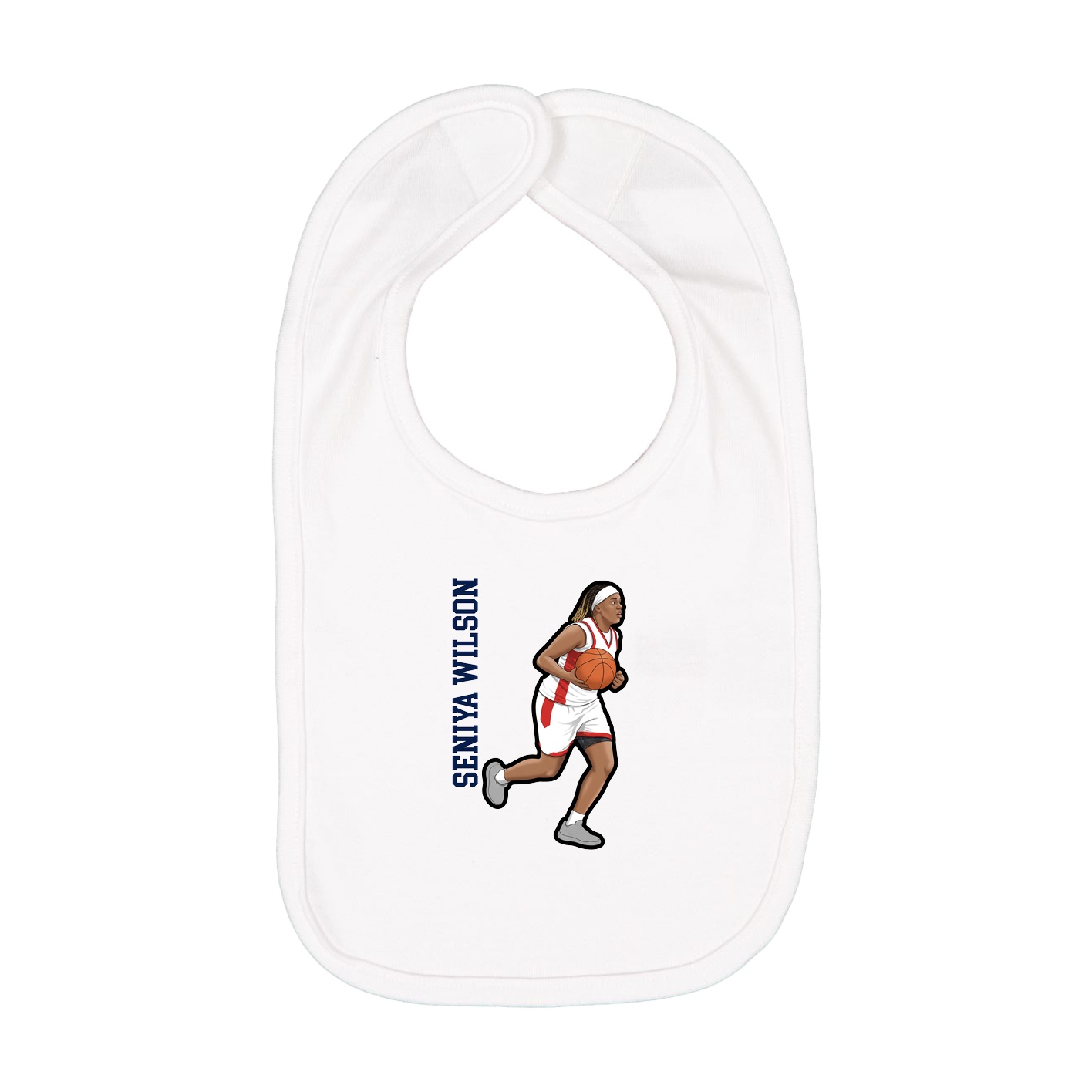 Infant Bib — Name Vertical in White