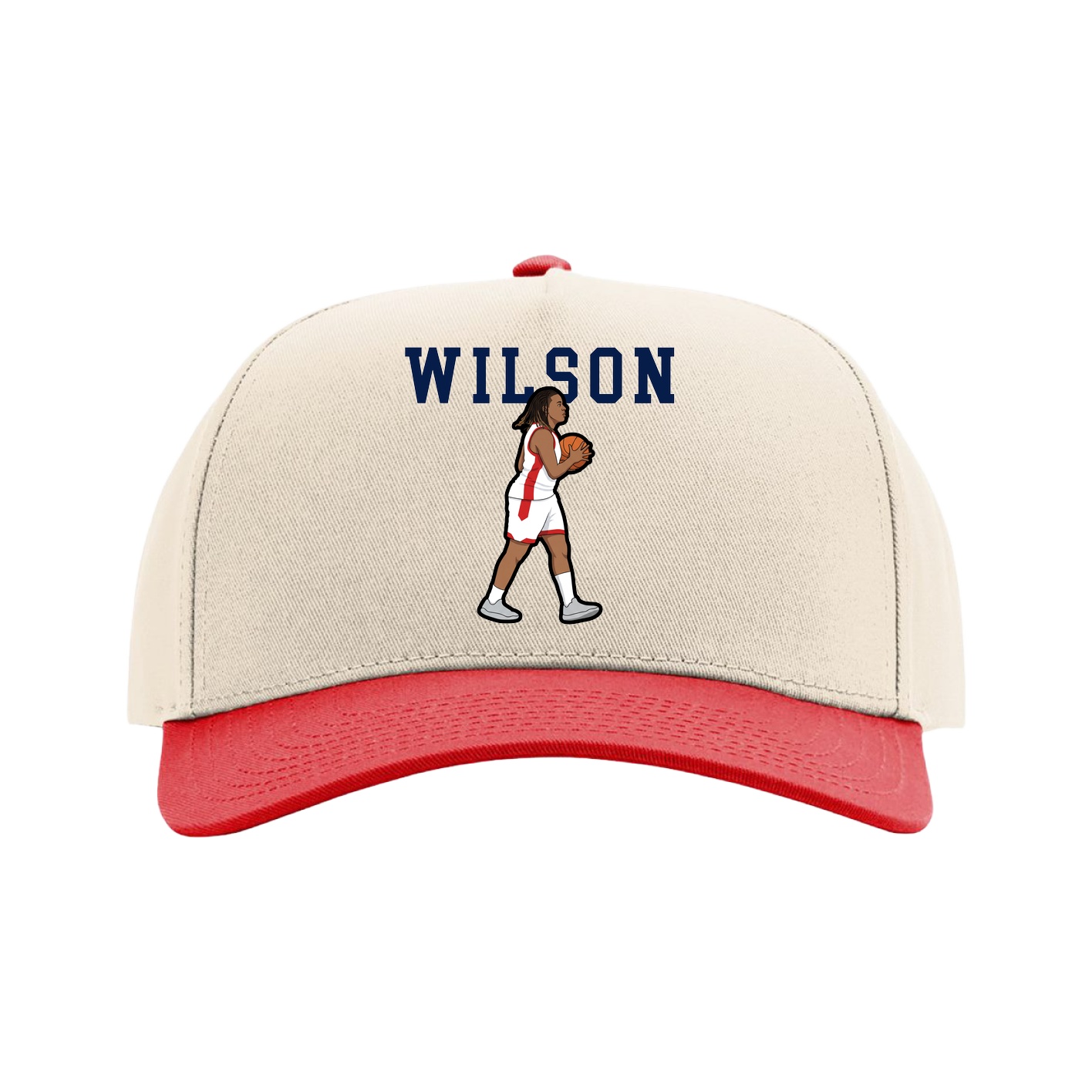 Full Fabric Five-Panel Champ Cap — Shirsey in Cream/Red