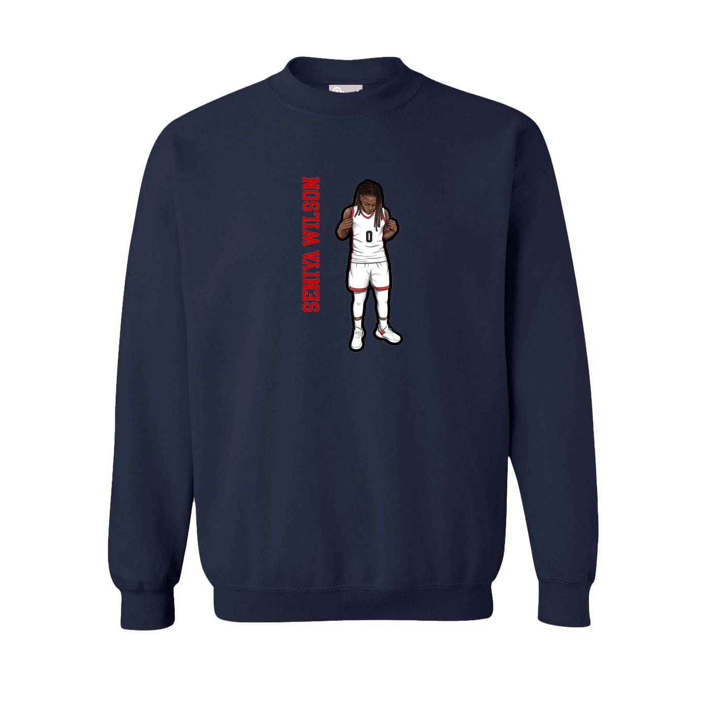 Fleece Crew — Name Vertical in Navy