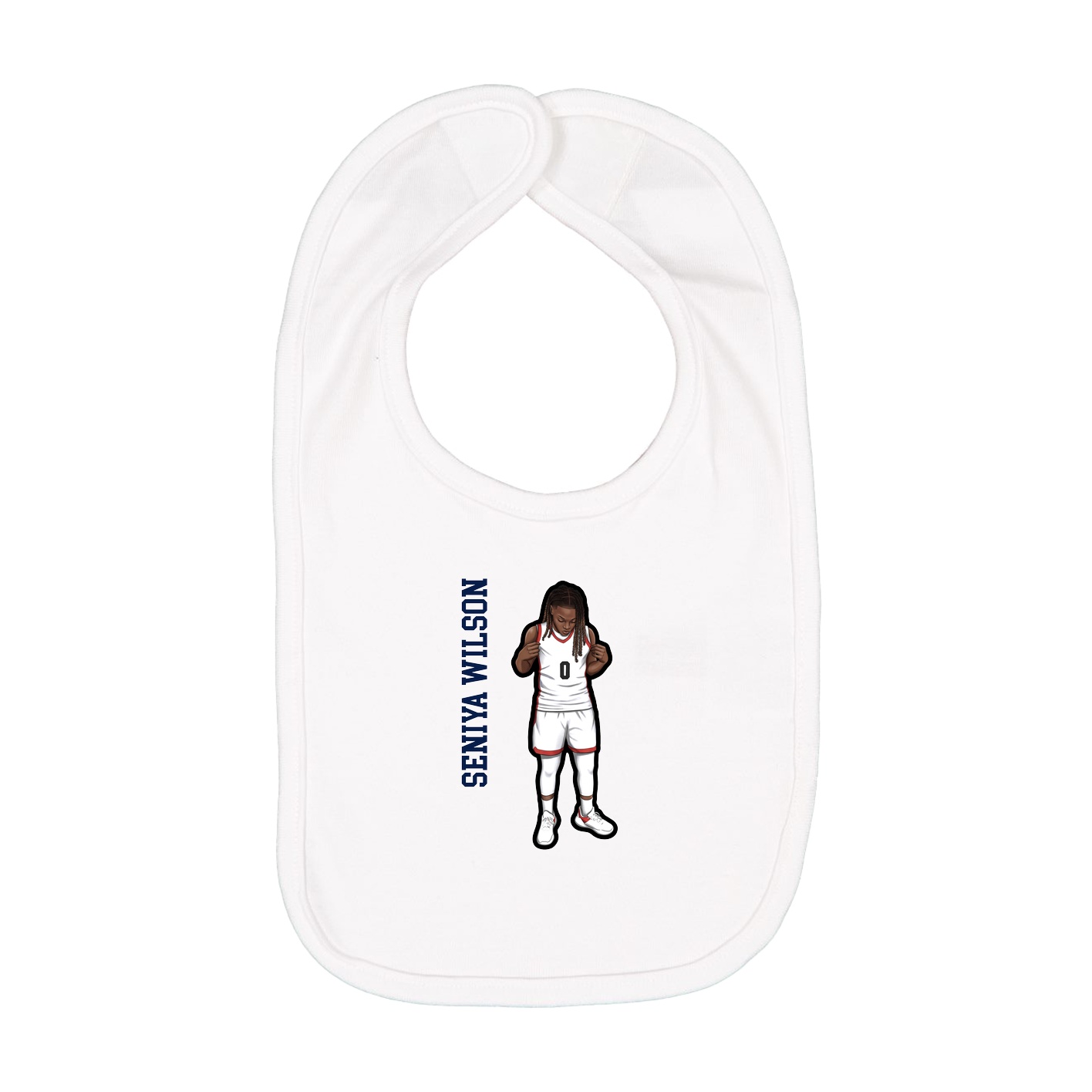 Infant Bib — Name Vertical in White