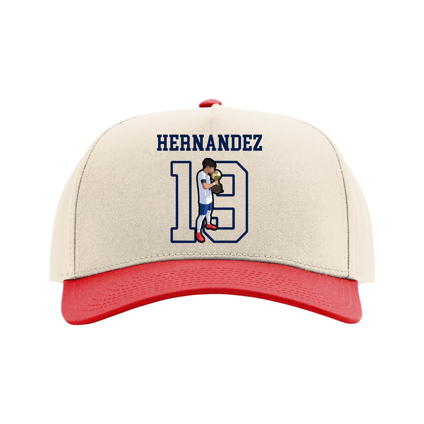 Full Fabric Five-Panel Champ Cap — Shirsey in Cream/Red