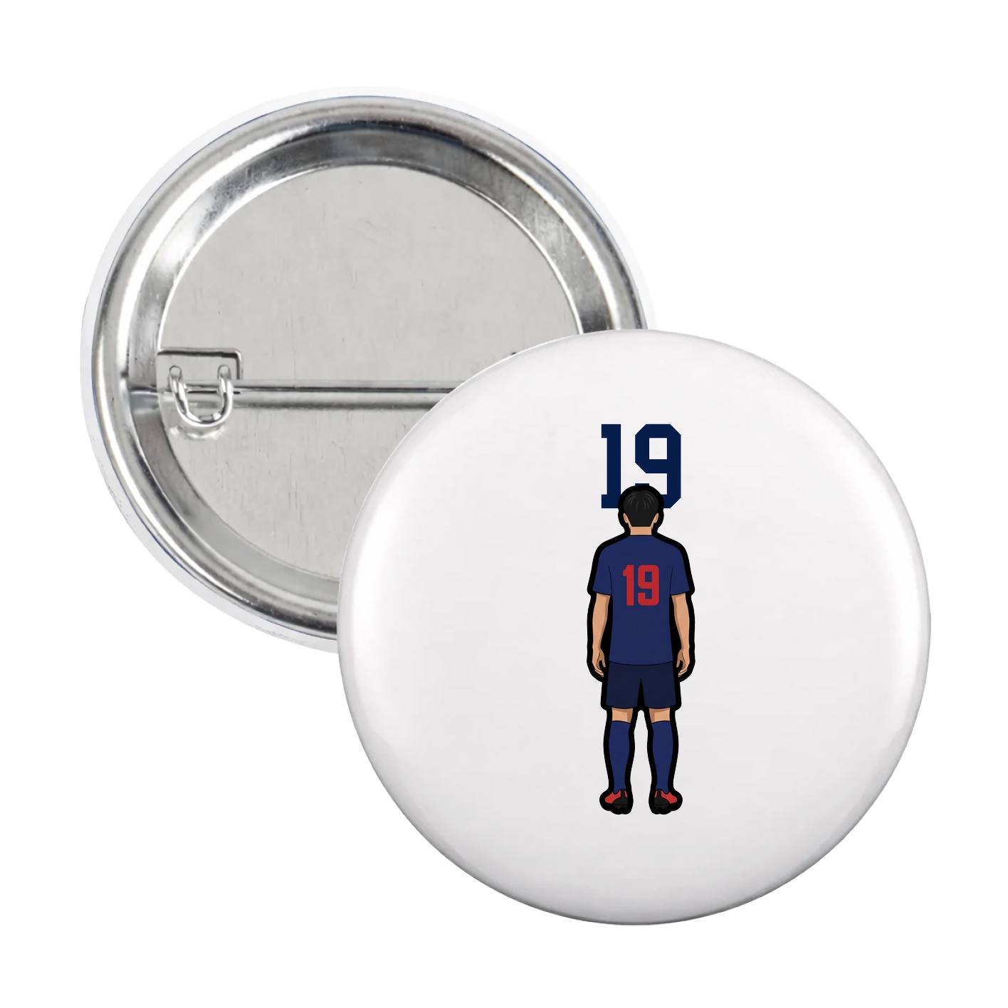 Game Day Button — Number Top in White