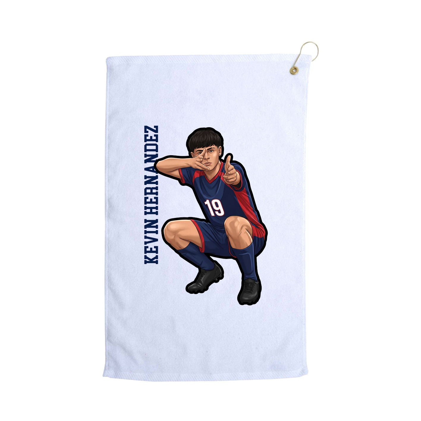 Golf Towel — Name Vertical in White