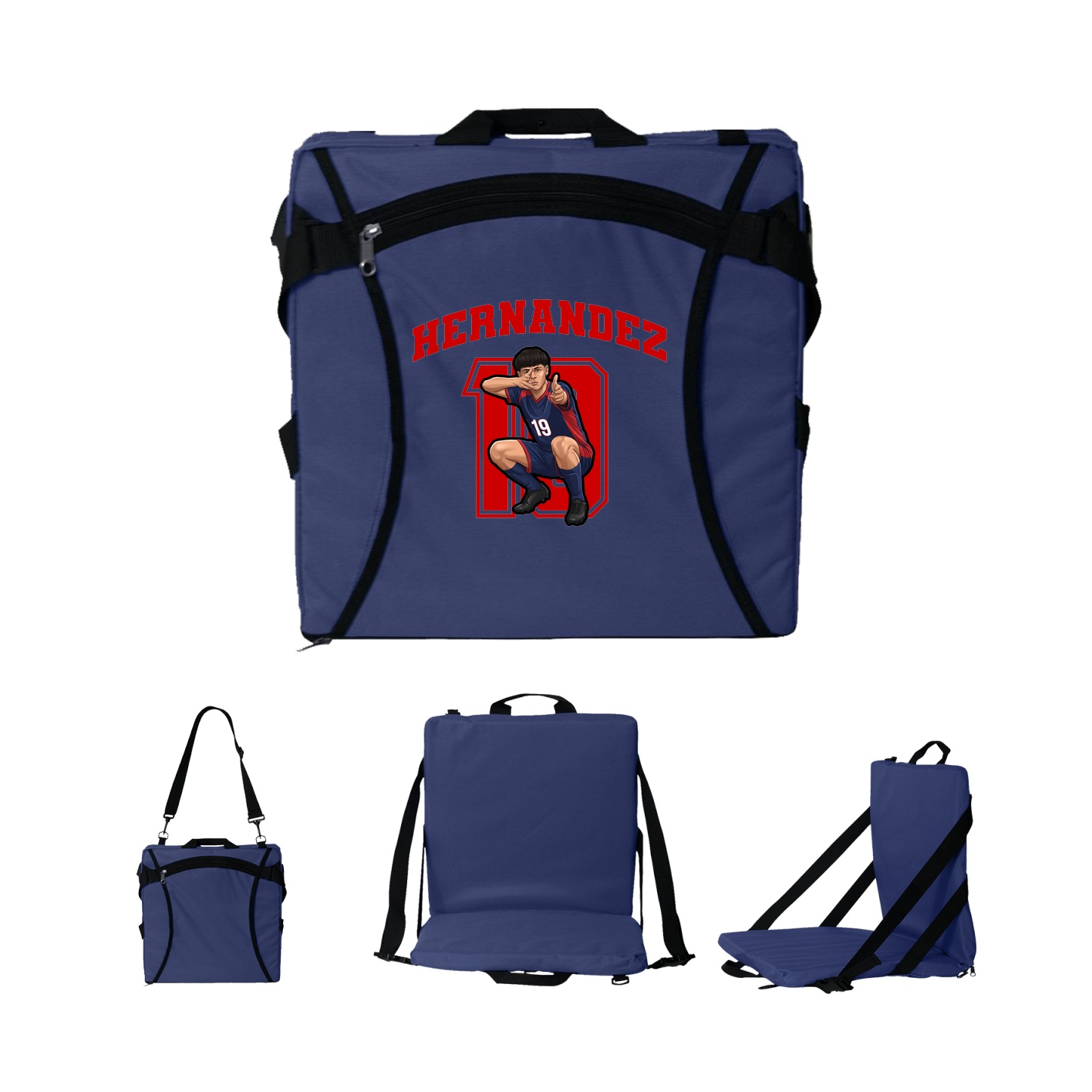 Folding Stadium Seat — Number in Navy
