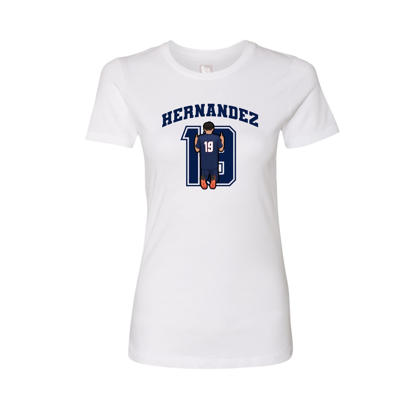 Fitted Women's Tee — Number in White