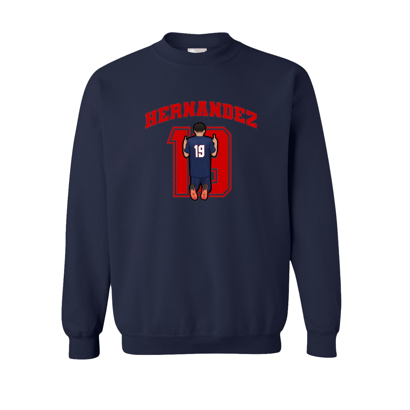 Fleece Crew — Number in Navy