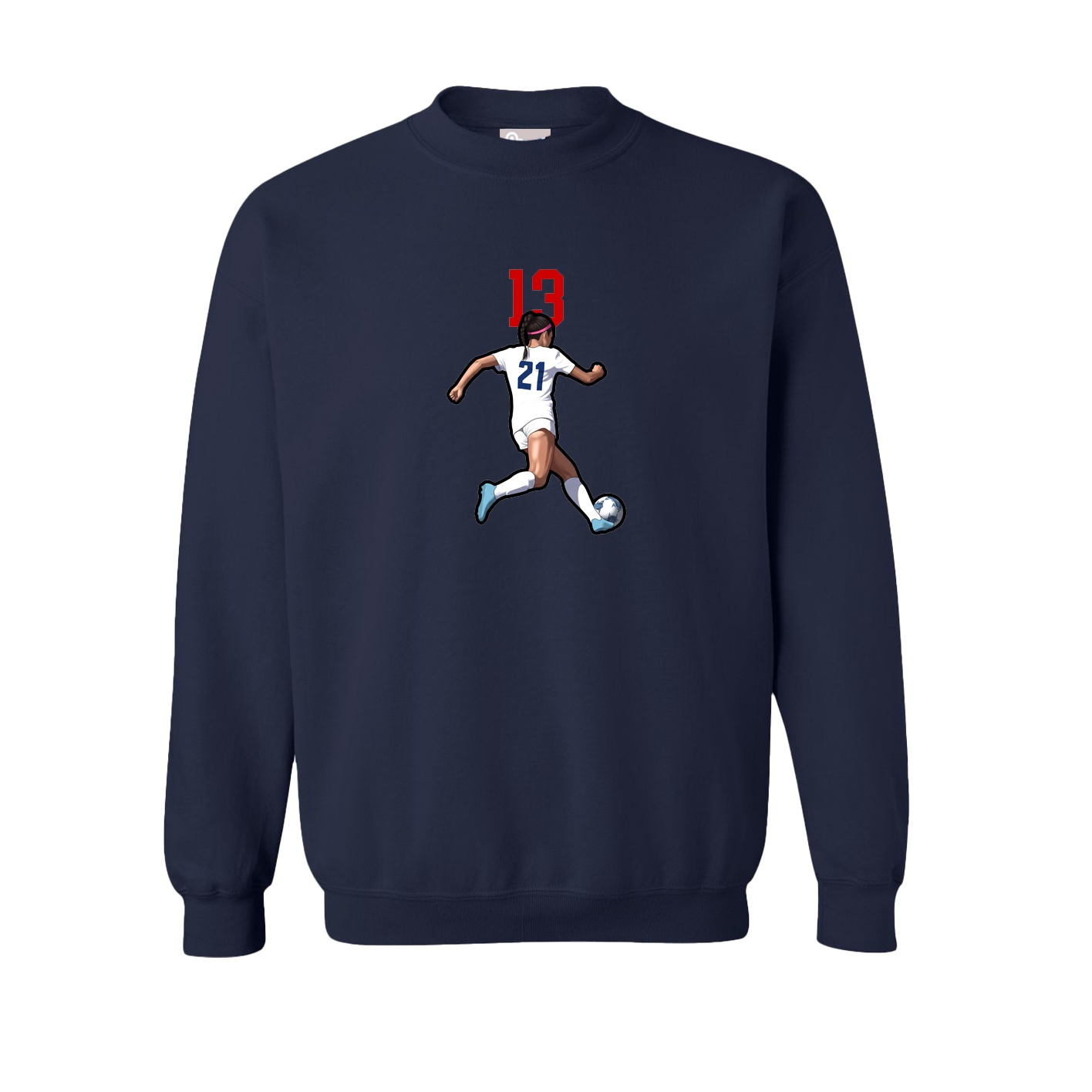 Fleece Crew — Number Top in Navy
