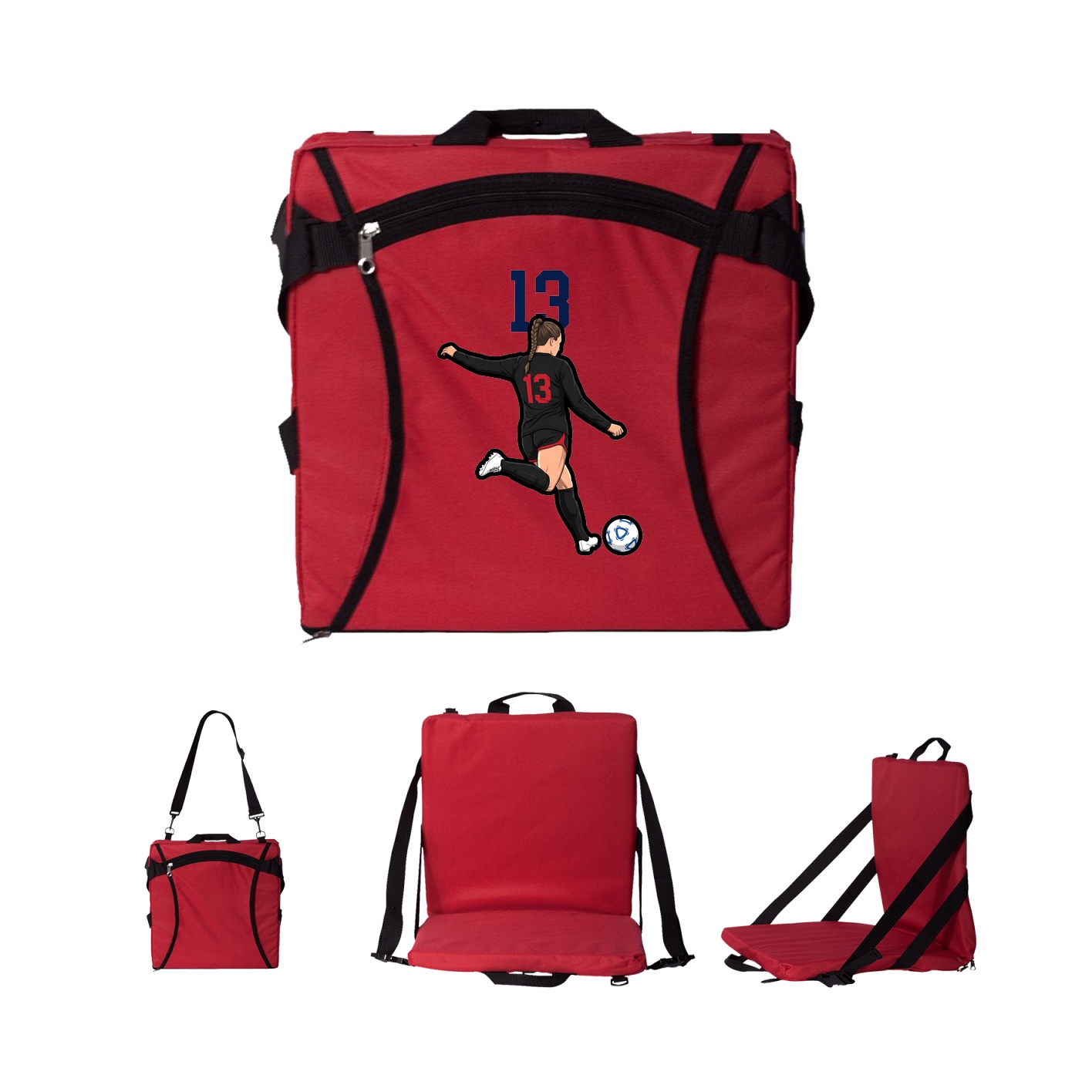 Folding Stadium Seat — Number Top in Red