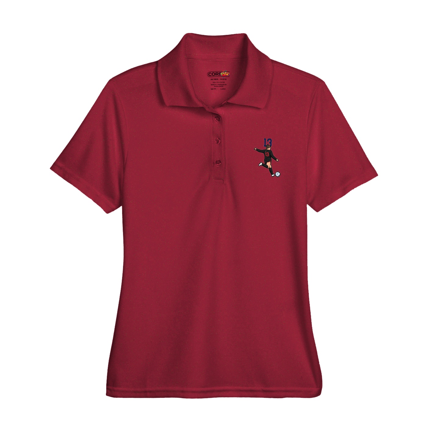 Womens Performance Polo — Number Top in Red