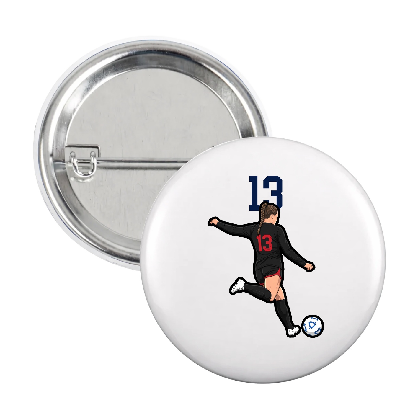 Game Day Button — Number Top in White