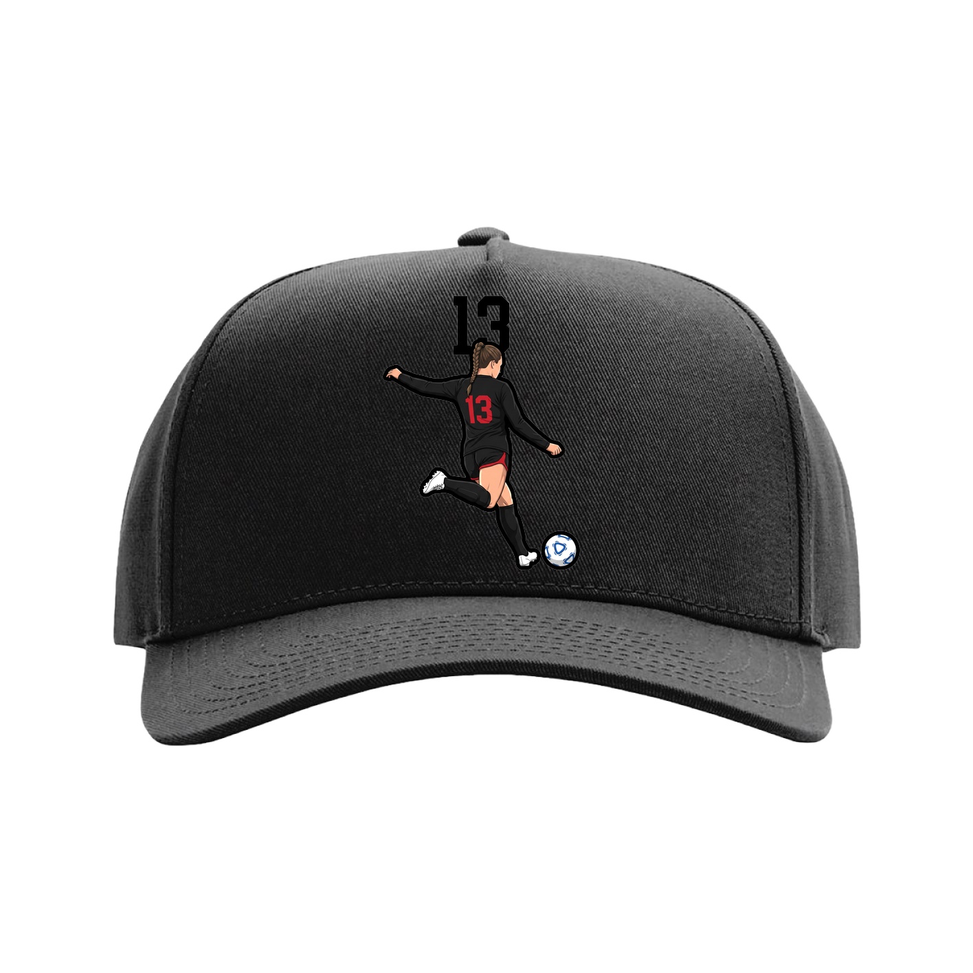 Full Fabric Five-Panel Champ Cap — Number Top in Black
