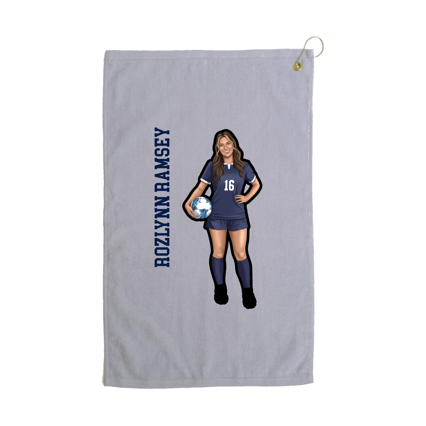 Golf Towel — Name Vertical in Grey
