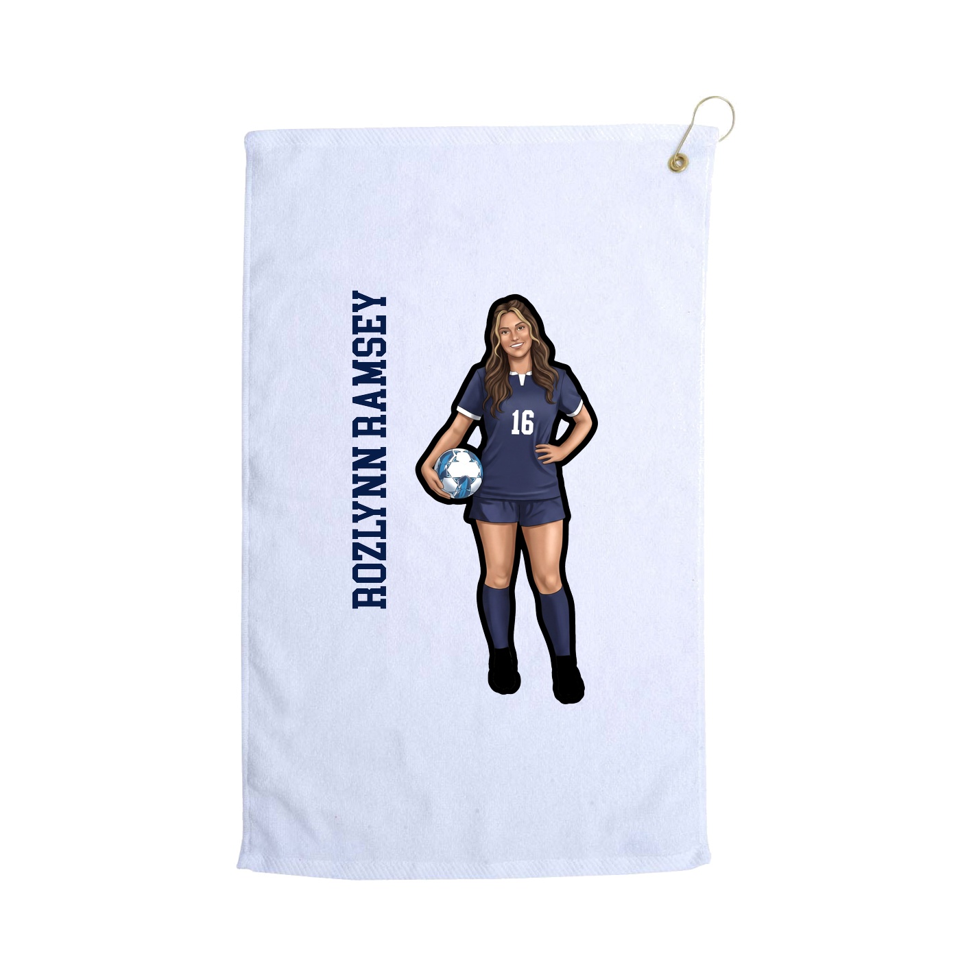 Golf Towel — Name Vertical in White