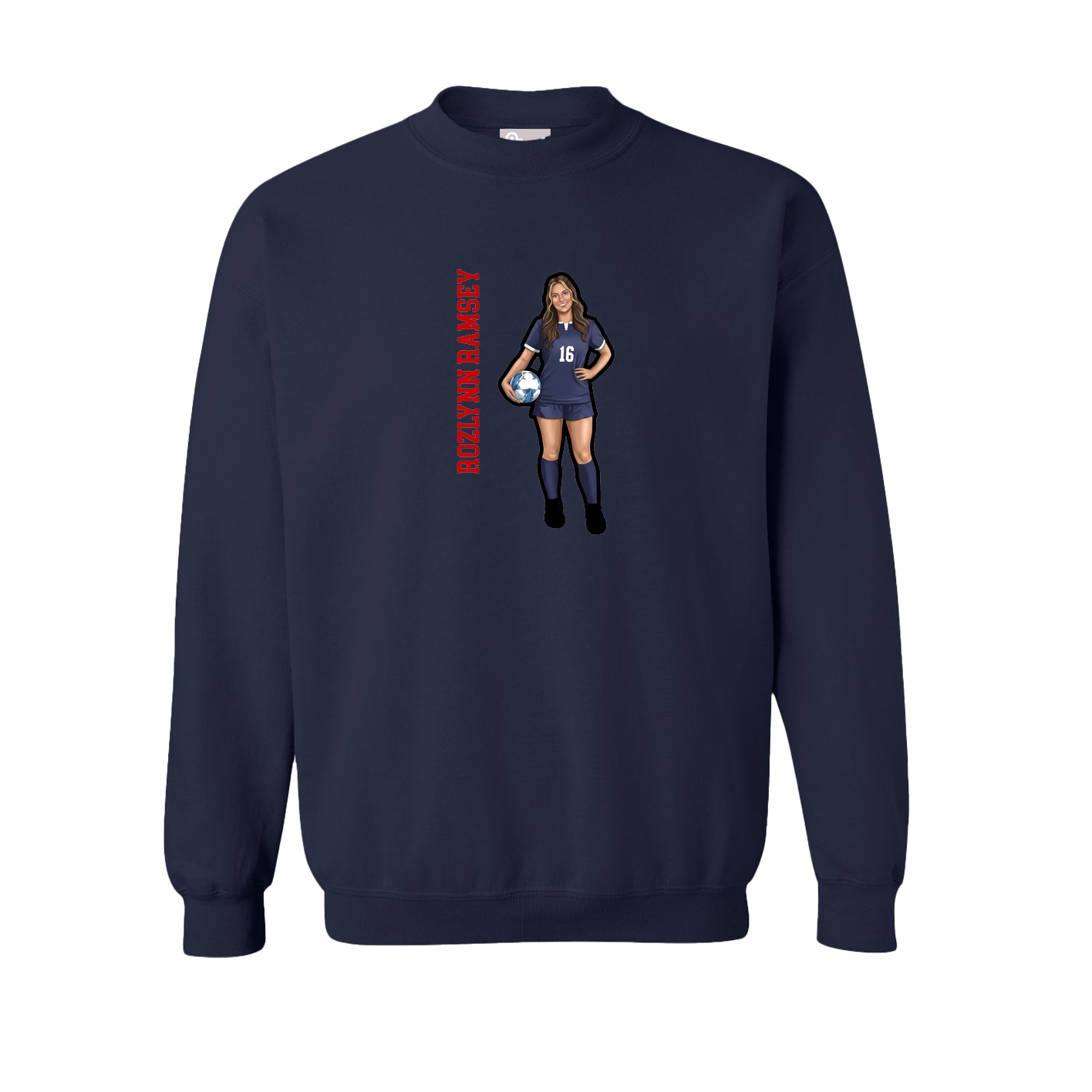 Fleece Crew — Name Vertical in Navy