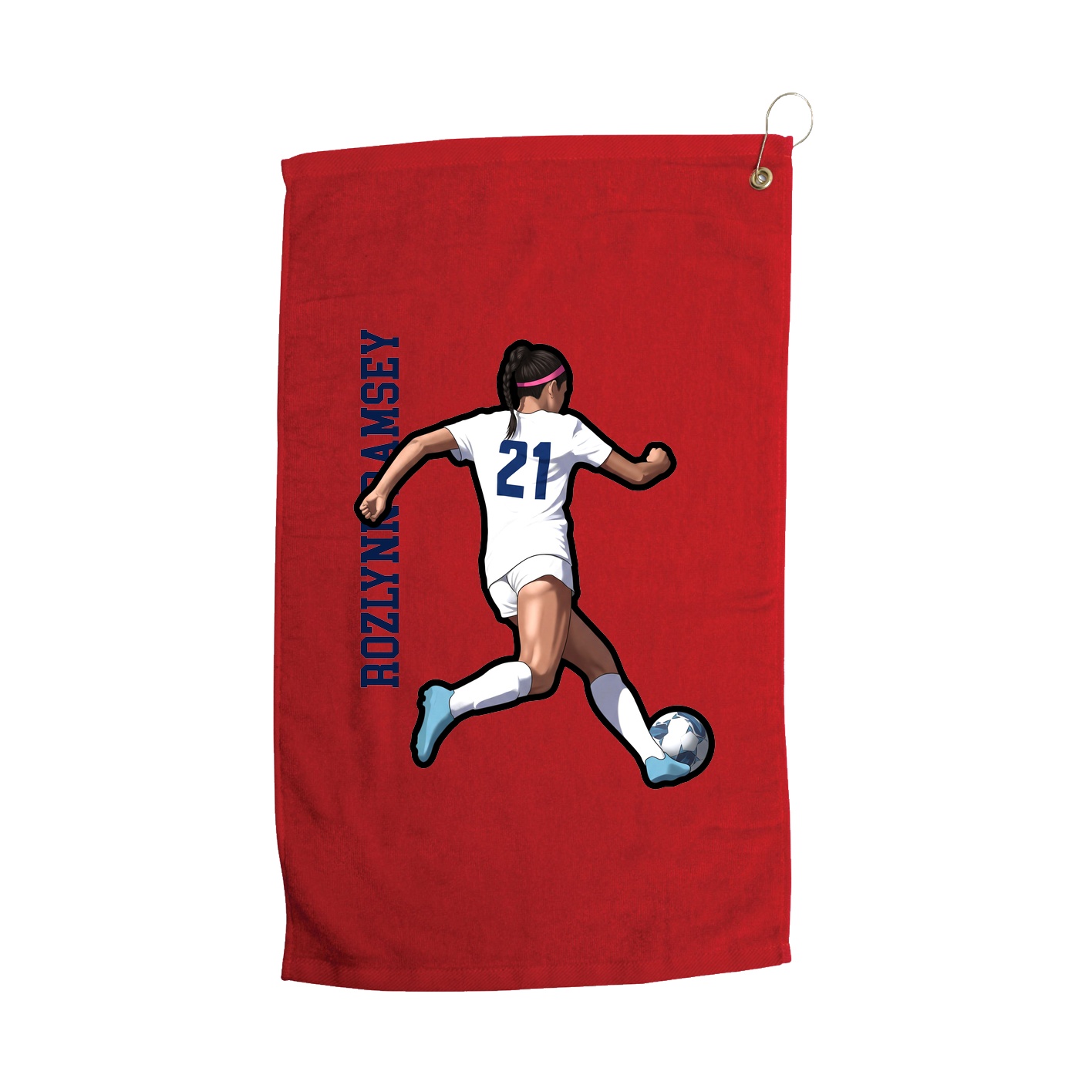 Golf Towel — Name Vertical in Red