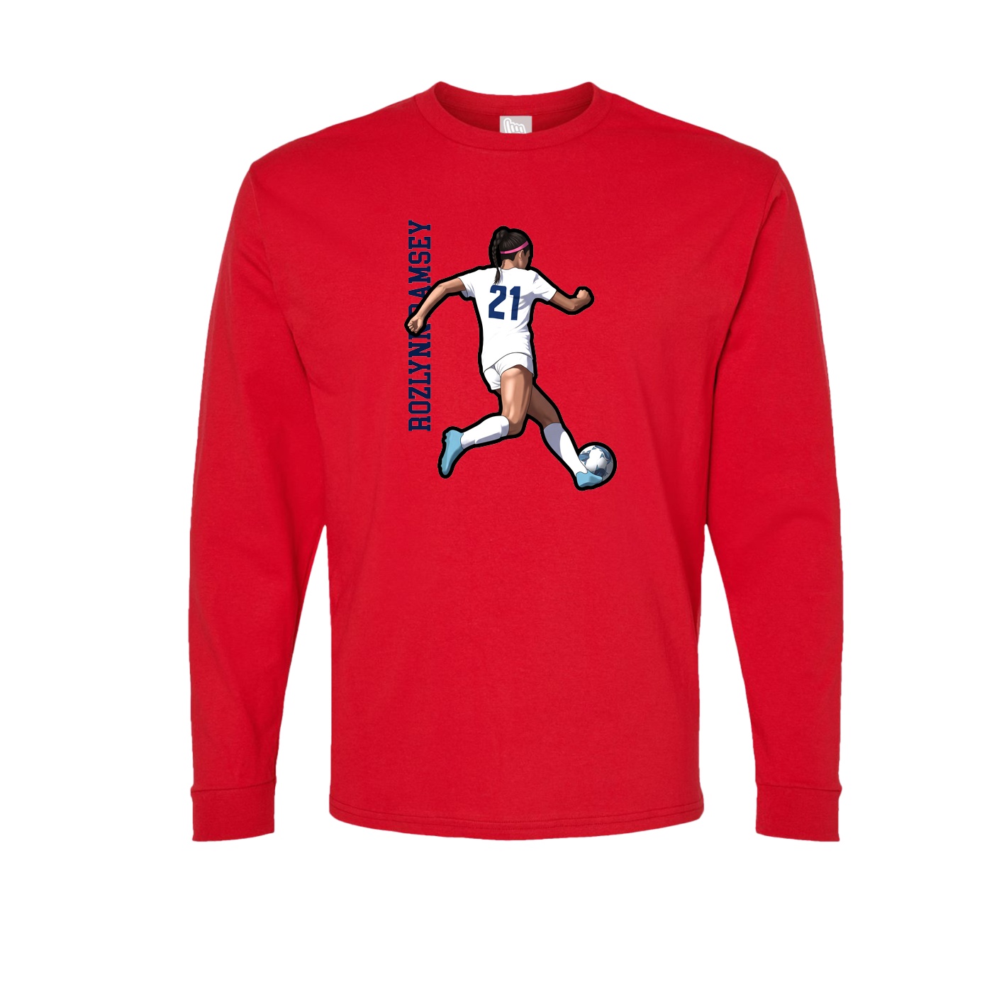 Long Sleeve Tee — Name Vertical in Red