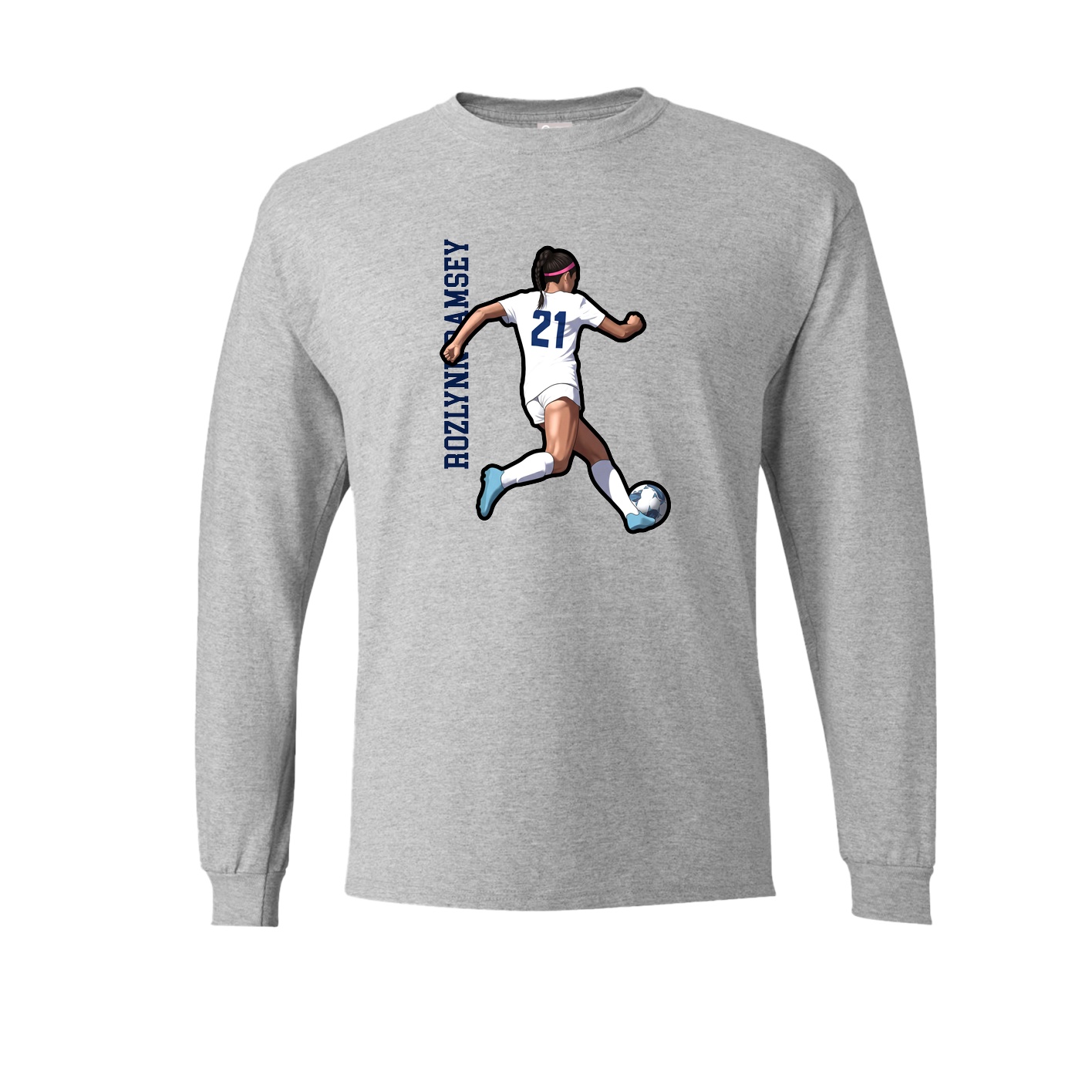 Long Sleeve Tee — Name Vertical in Grey