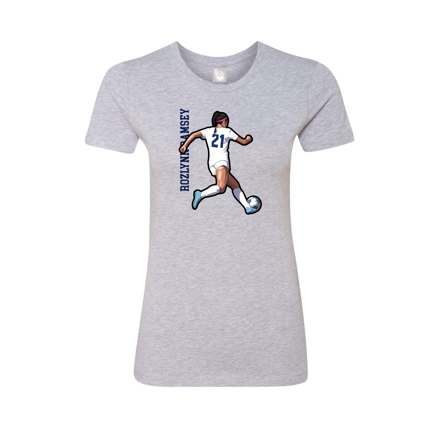 Fitted Women's Tee — Name Vertical in Grey