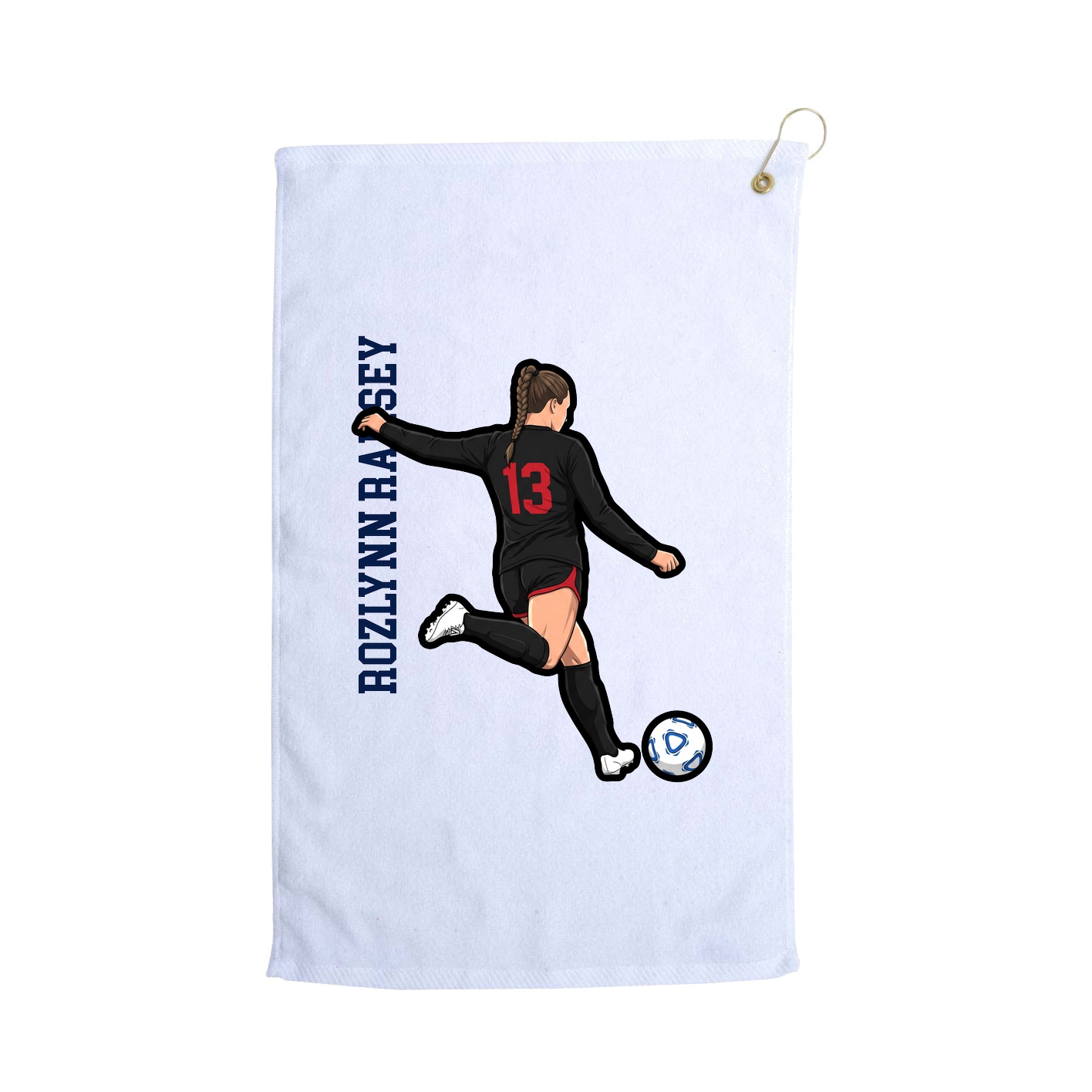 Golf Towel — Name Vertical in White
