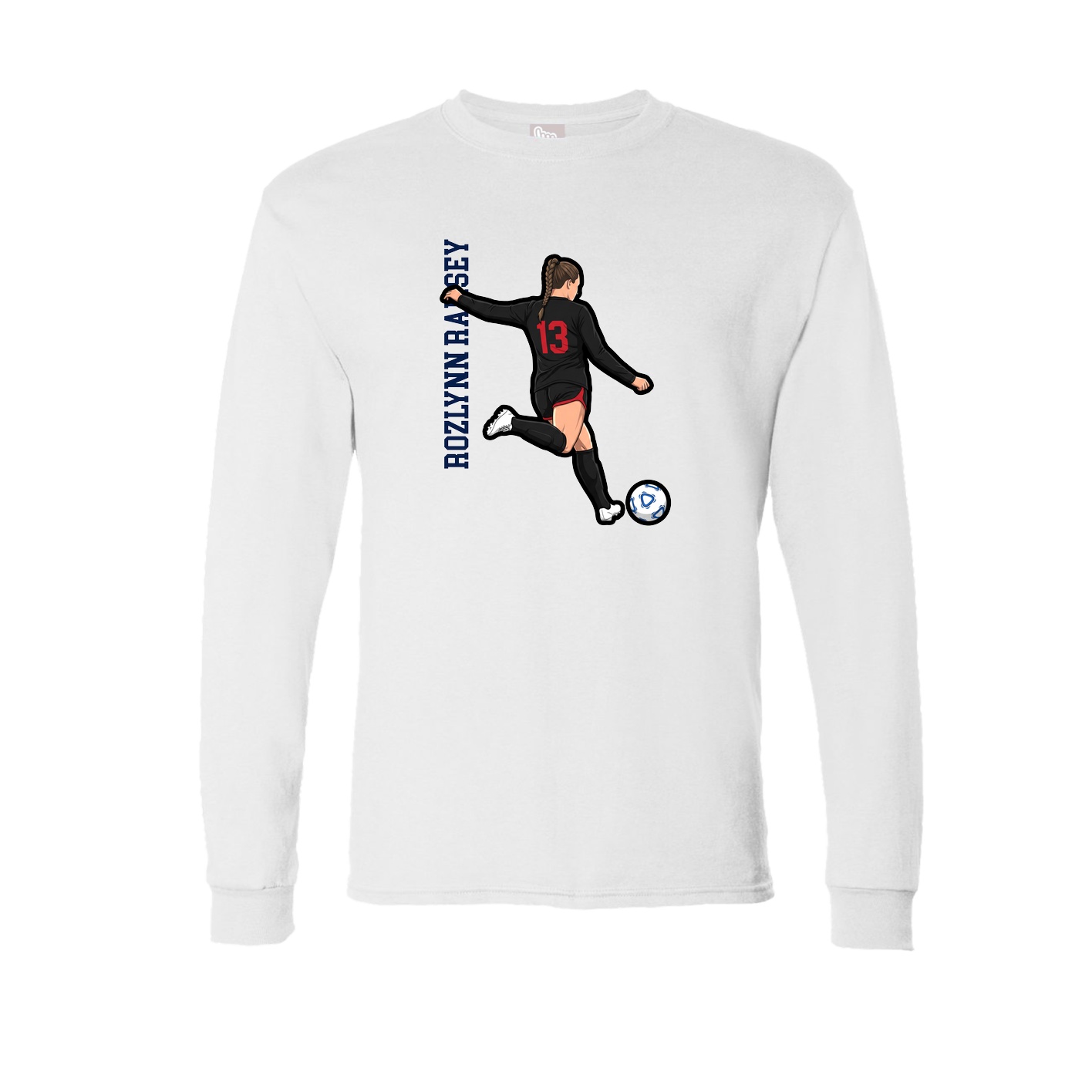 Long Sleeve Tee — Name Vertical in White