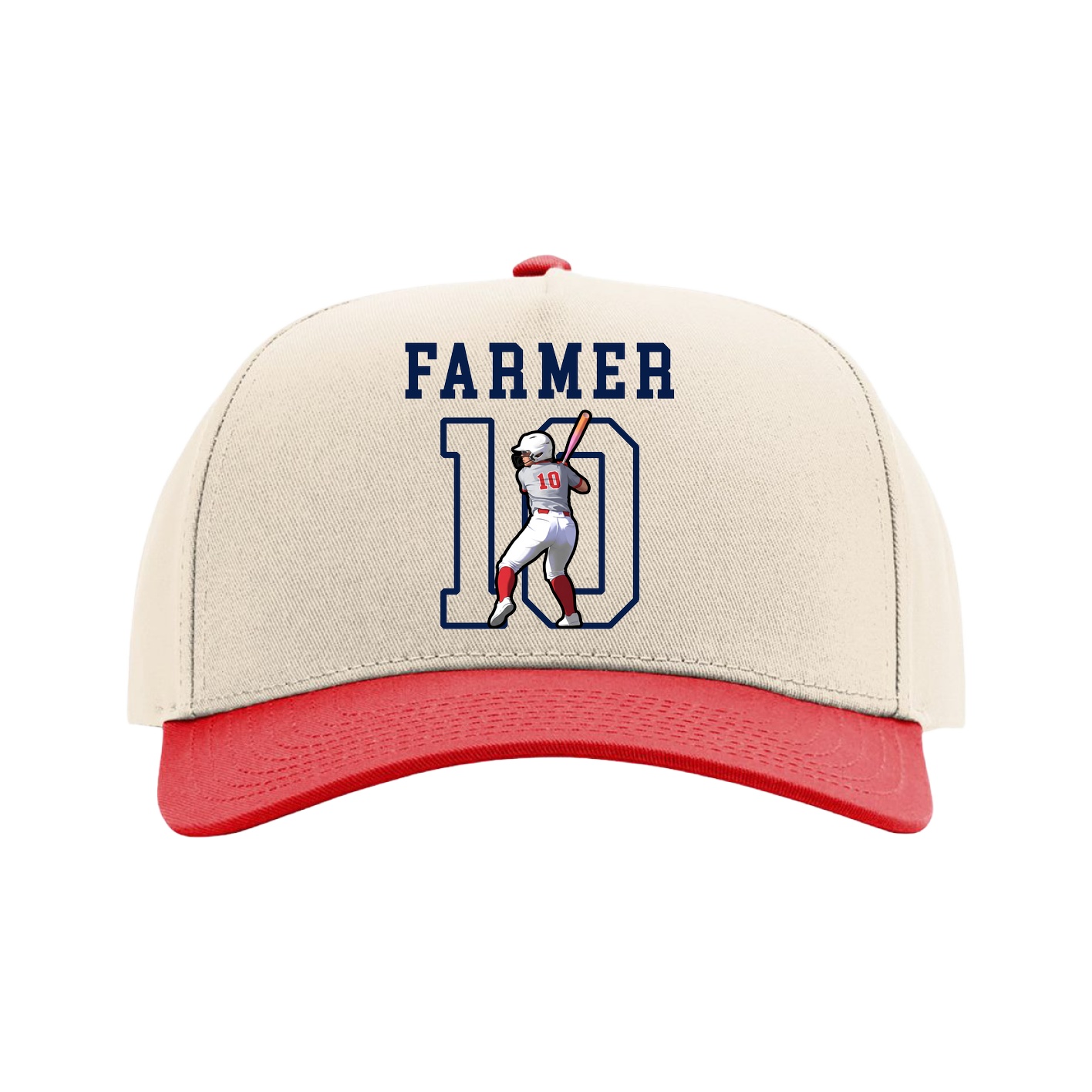 Full Fabric Five-Panel Champ Cap — Shirsey in Cream/Red