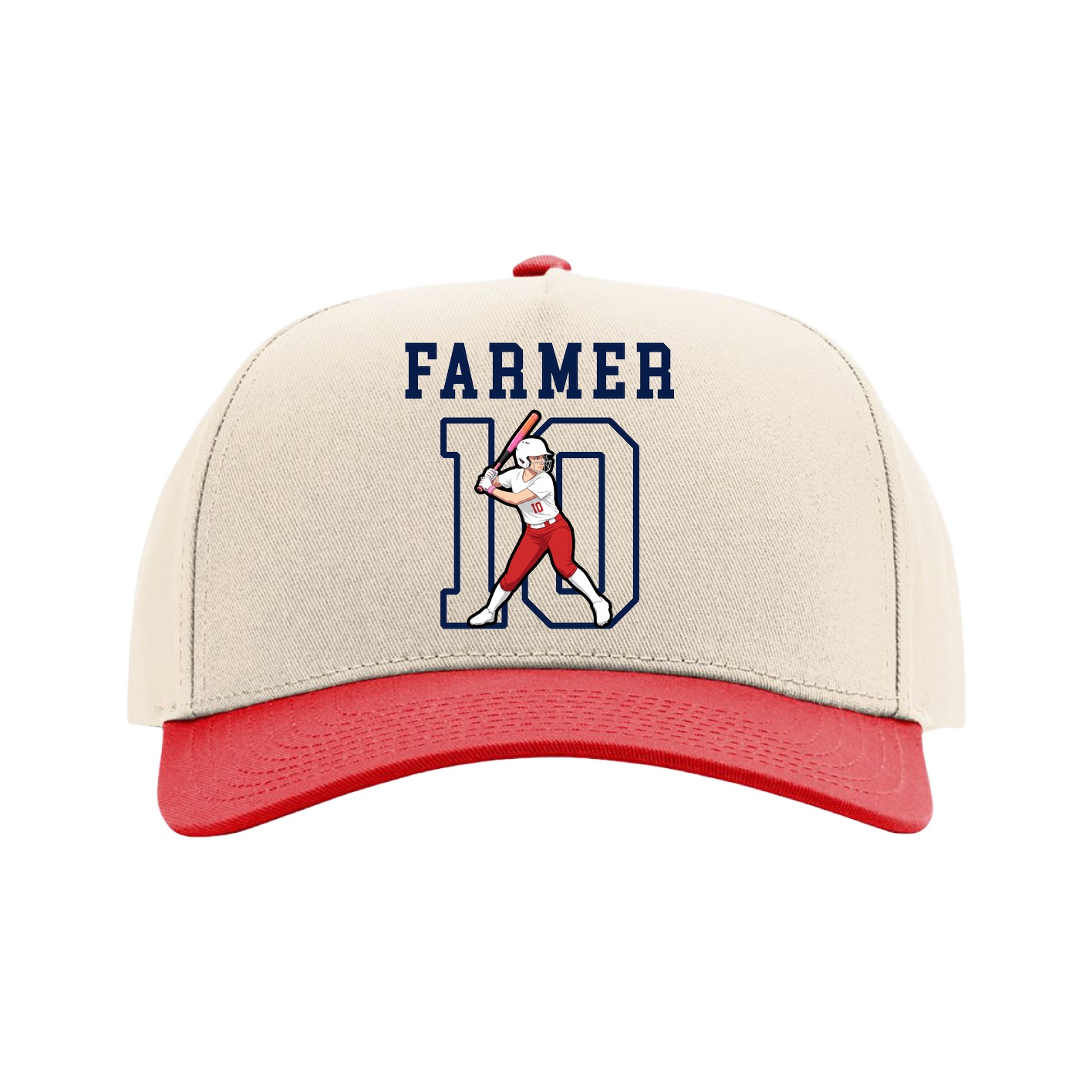 Full Fabric Five-Panel Champ Cap — Shirsey in Cream/Red