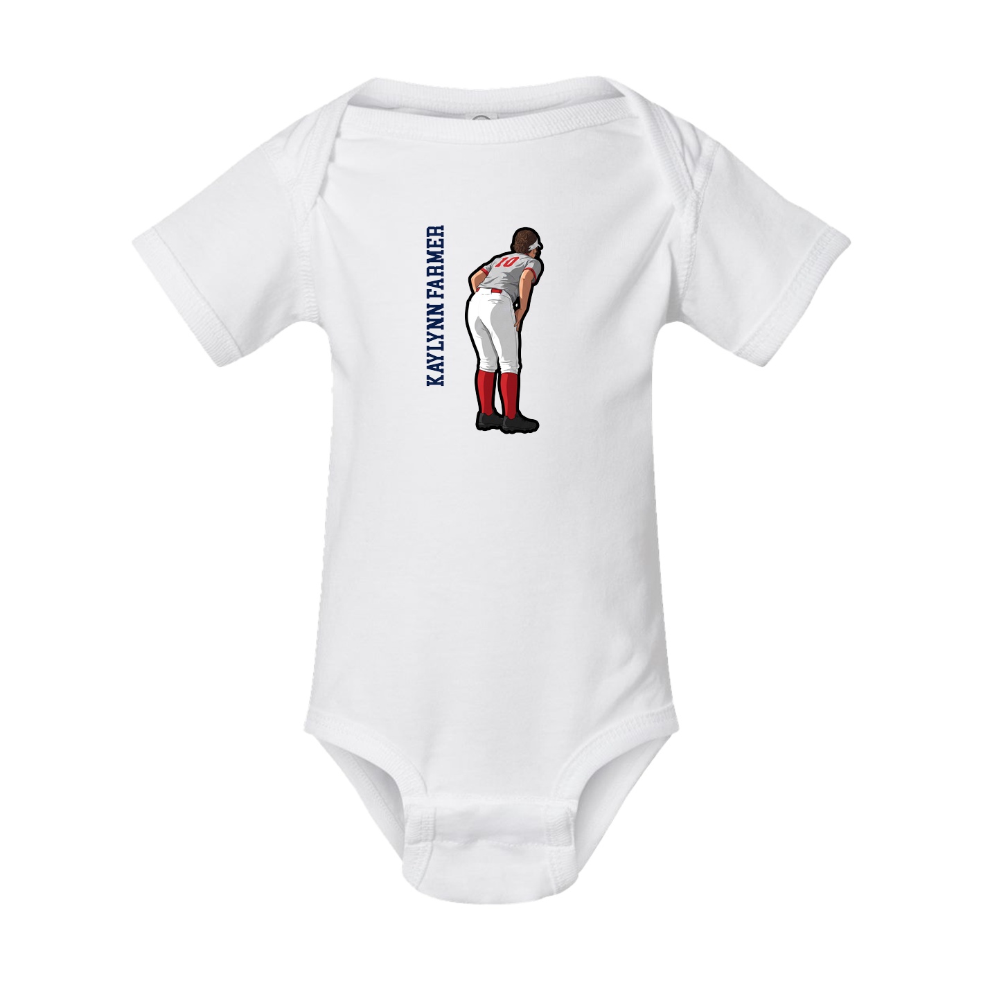 Baby Onesie — Name Vertical in White