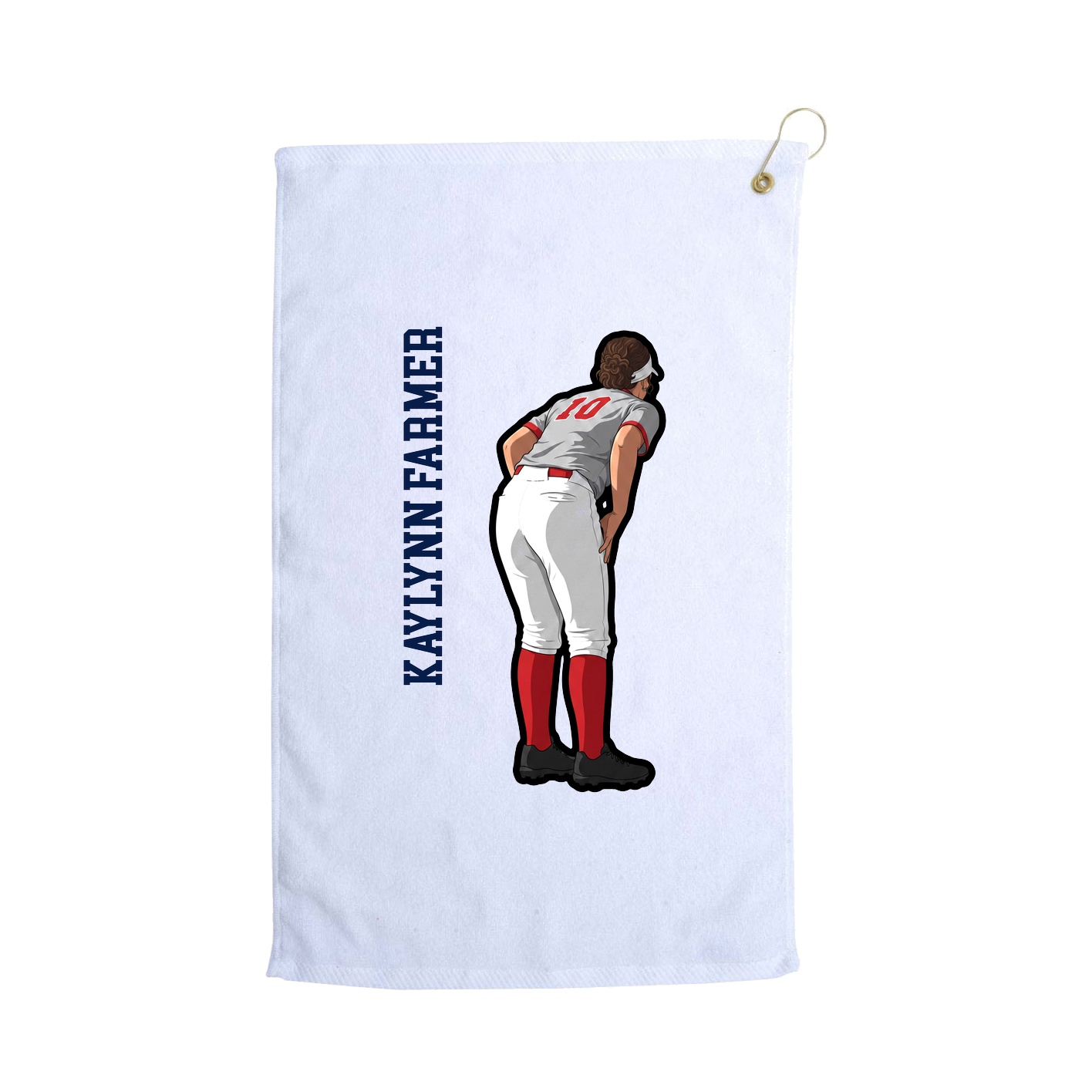 Golf Towel — Name Vertical in White