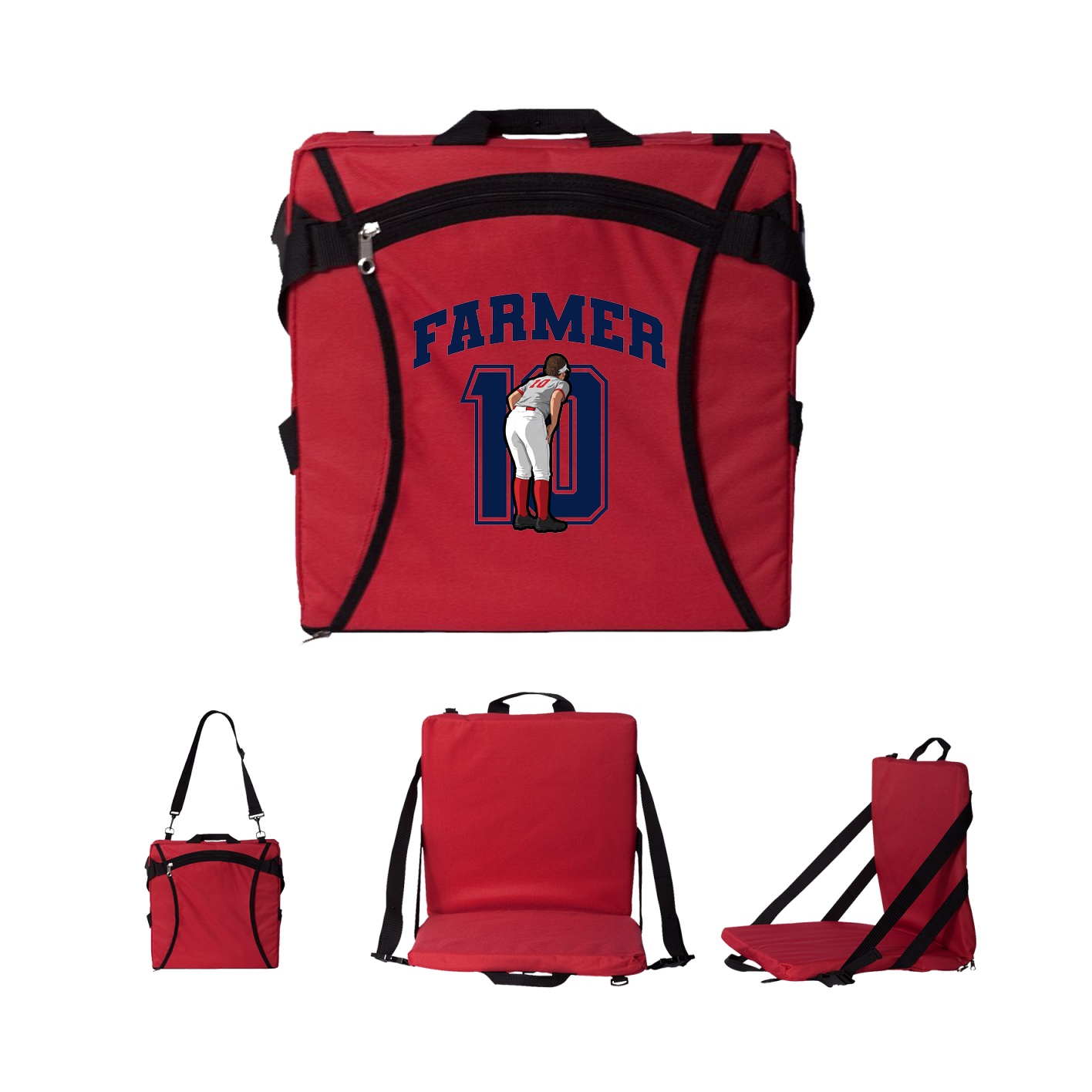 Folding Stadium Seat — Number in Red