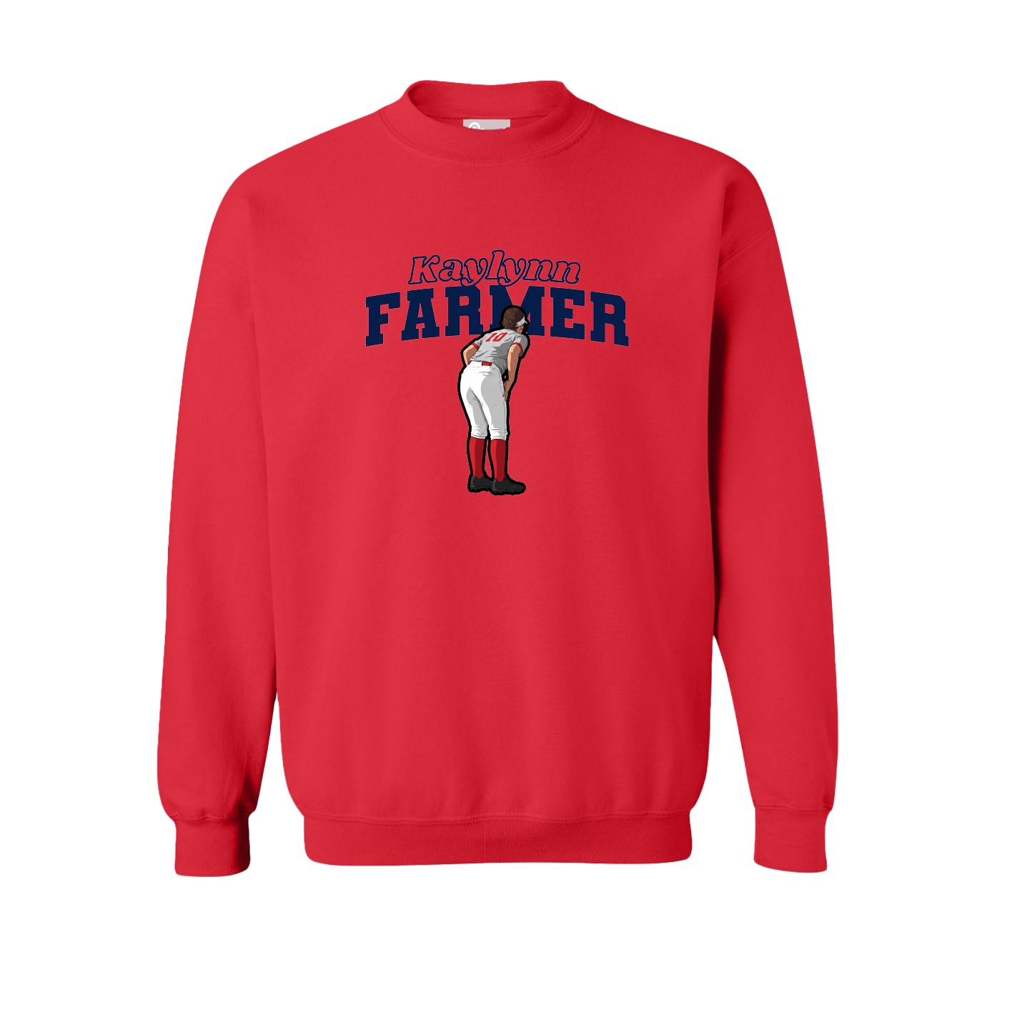 Fleece Crew — Name Arch in Red