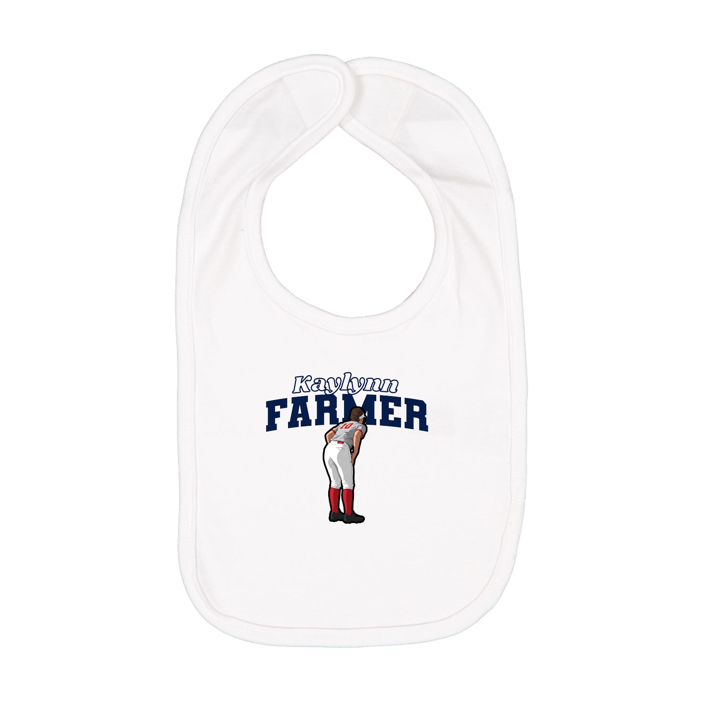 Infant Bib — Name Arch in White