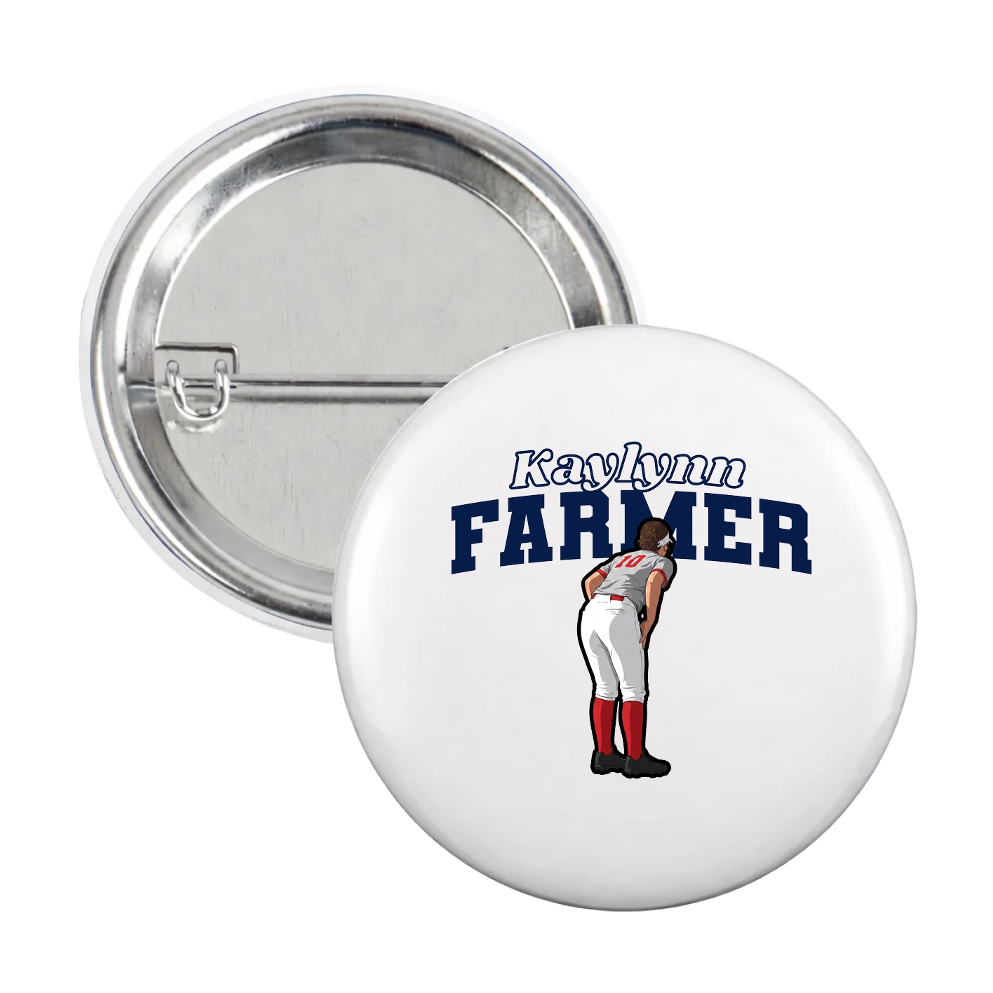Game Day Button — Name Arch in White