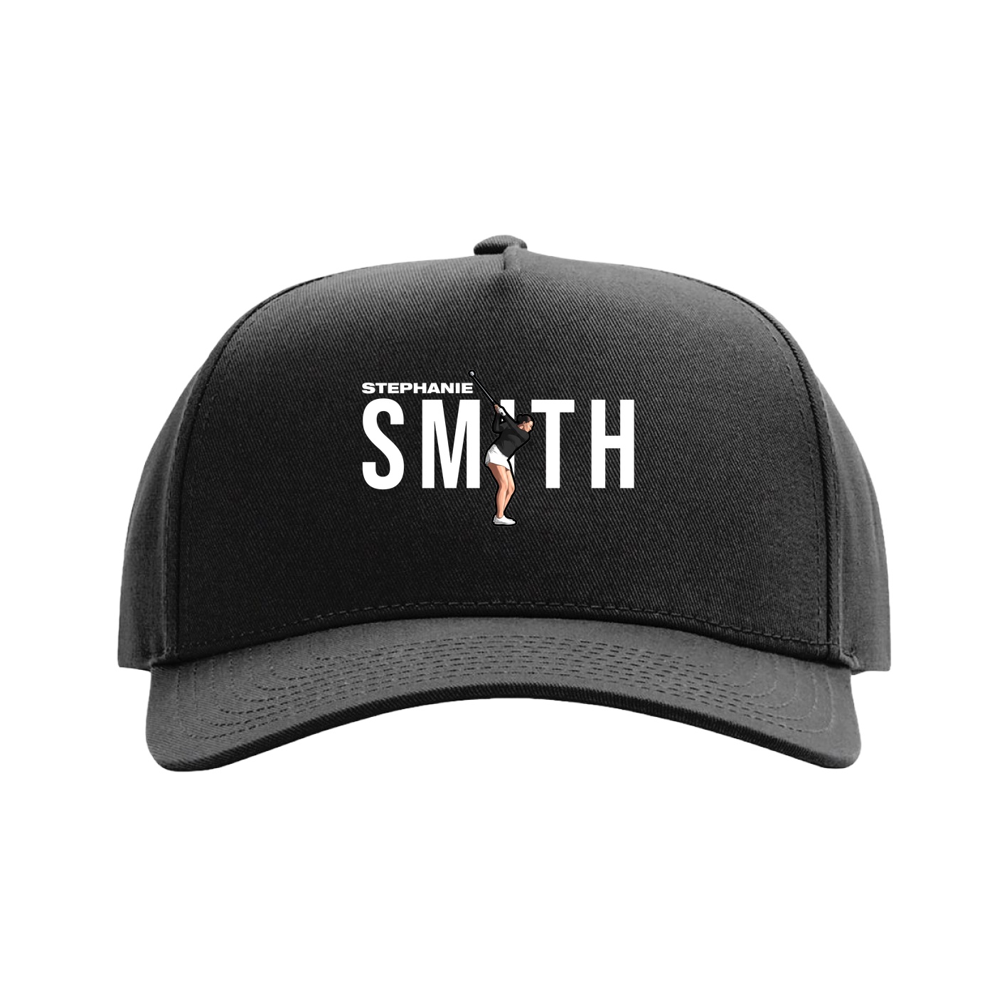 Full Fabric Five-Panel Champ Cap — Player Name in Black