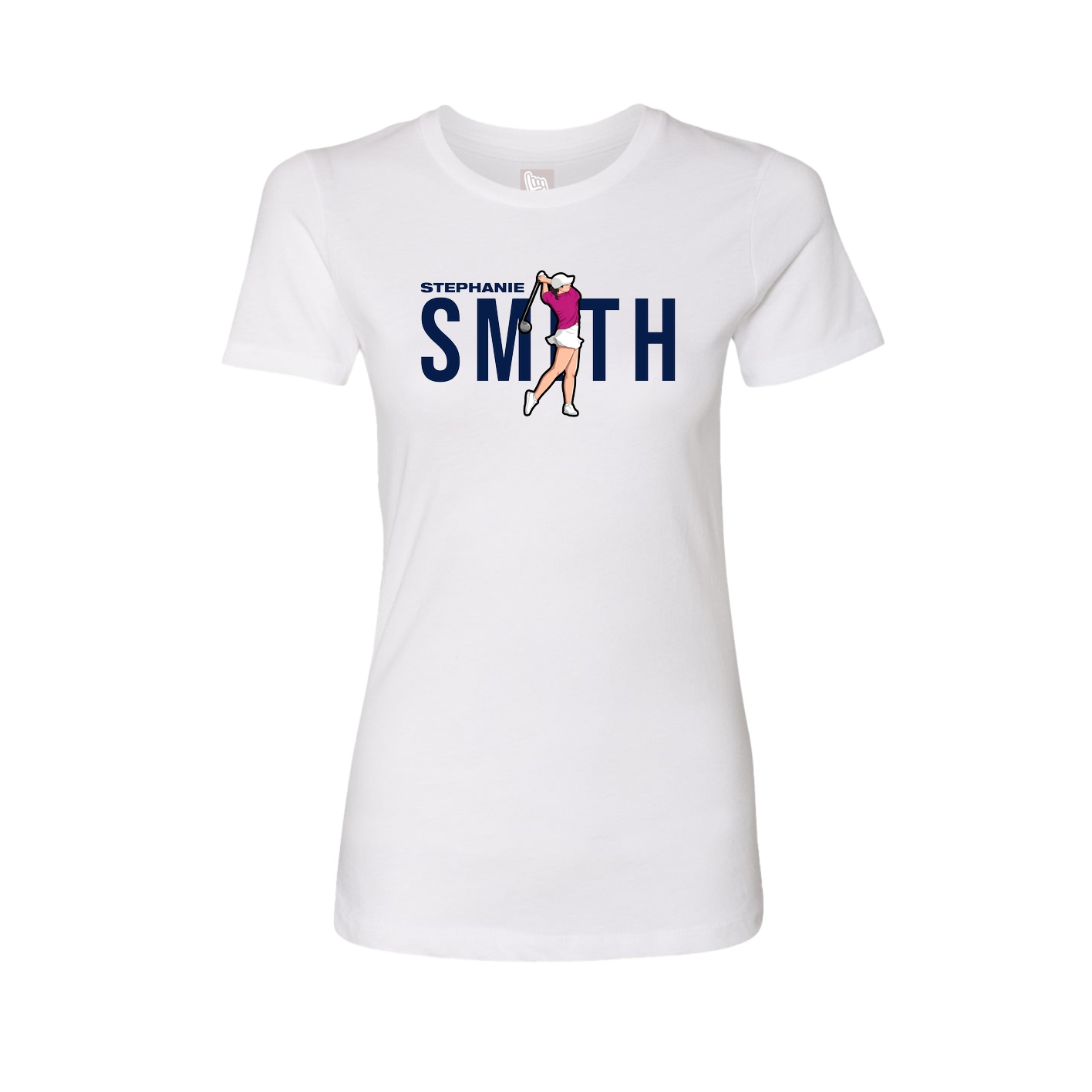 Fitted Women's Tee — Player Name in White