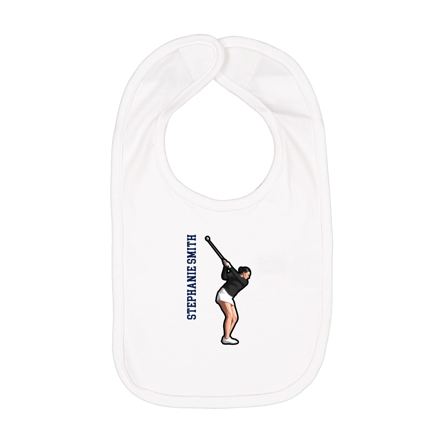 Infant Bib — Name Vertical in White