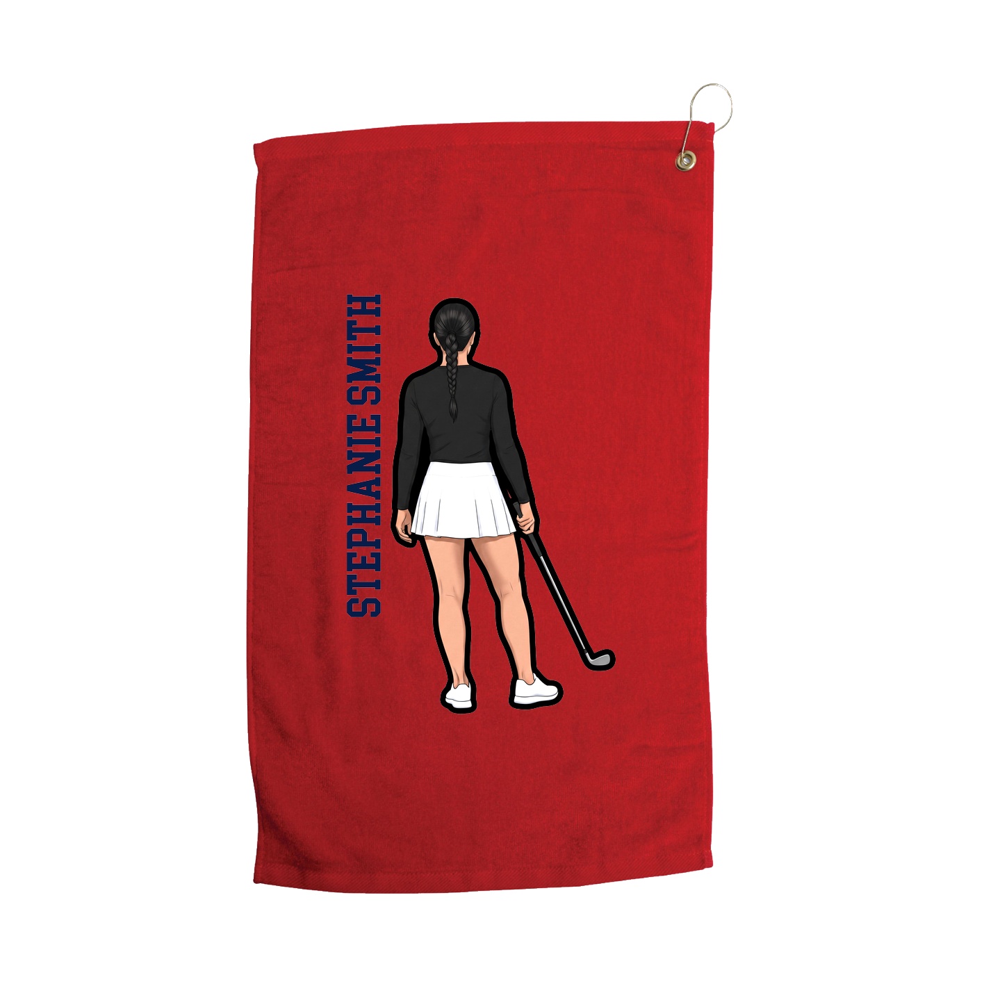 Golf Towel — Name Vertical in Red