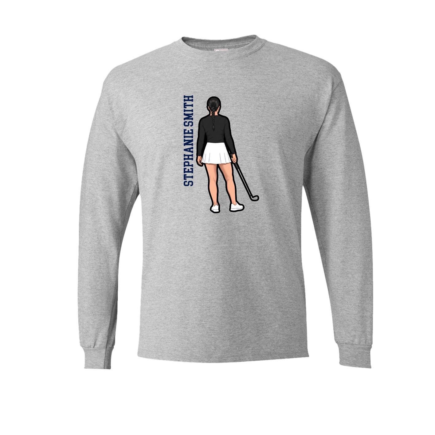 Long Sleeve Tee — Name Vertical in Grey