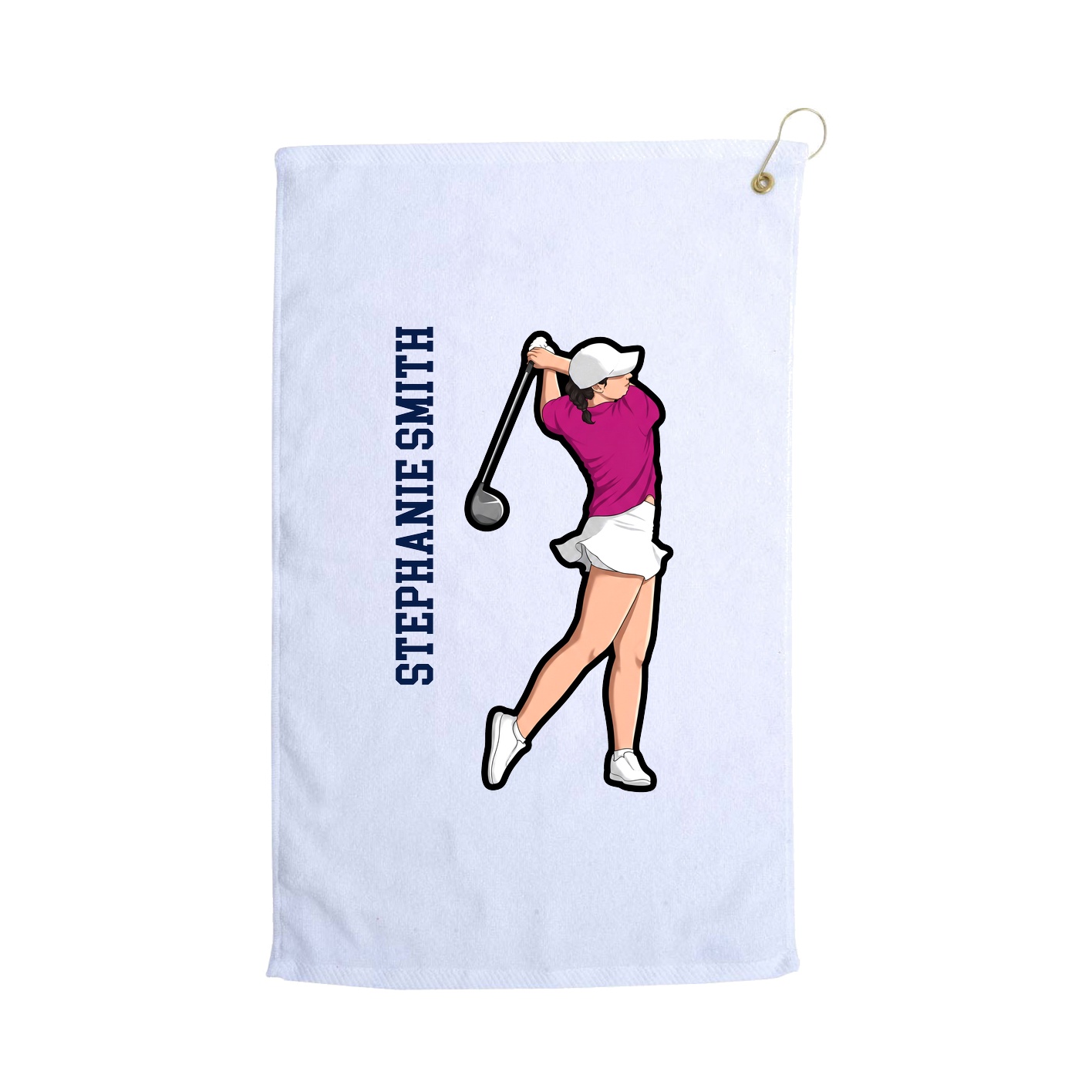 Golf Towel — Name Vertical in White