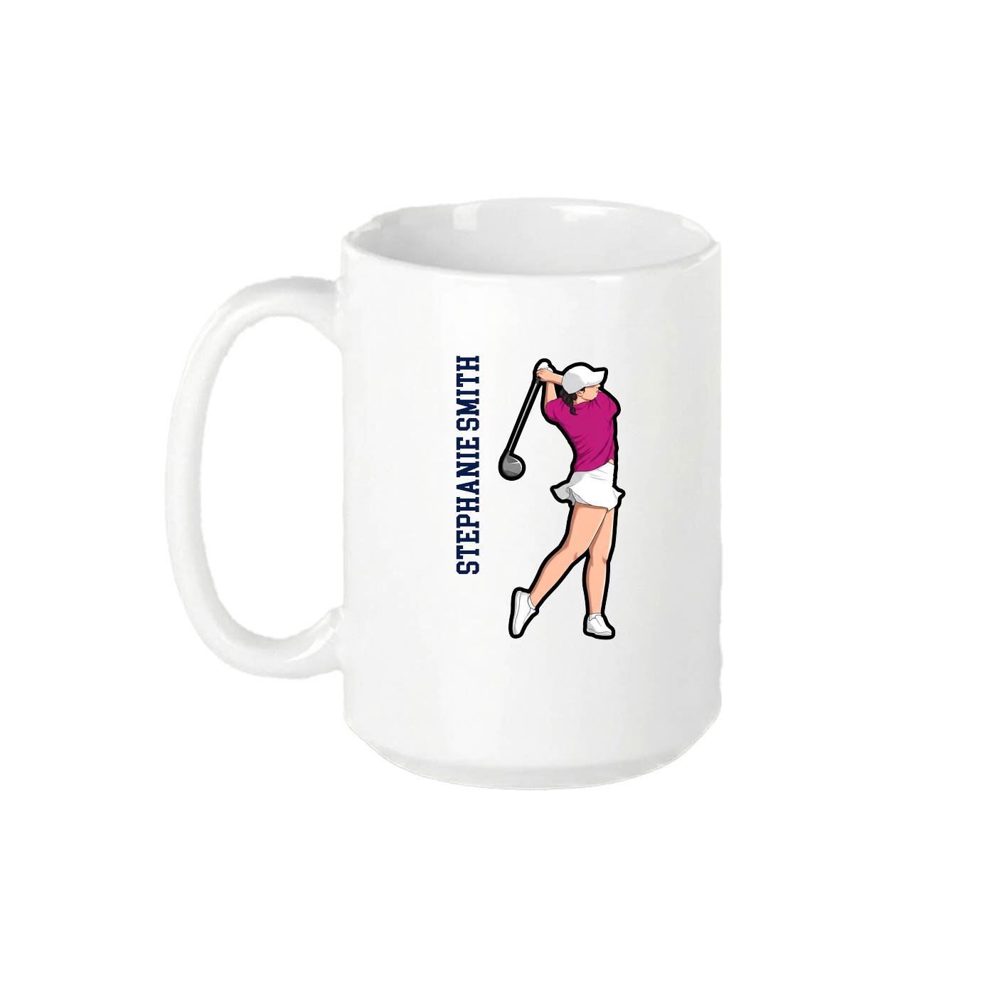 15oz Coffee Mug — Name Vertical in White