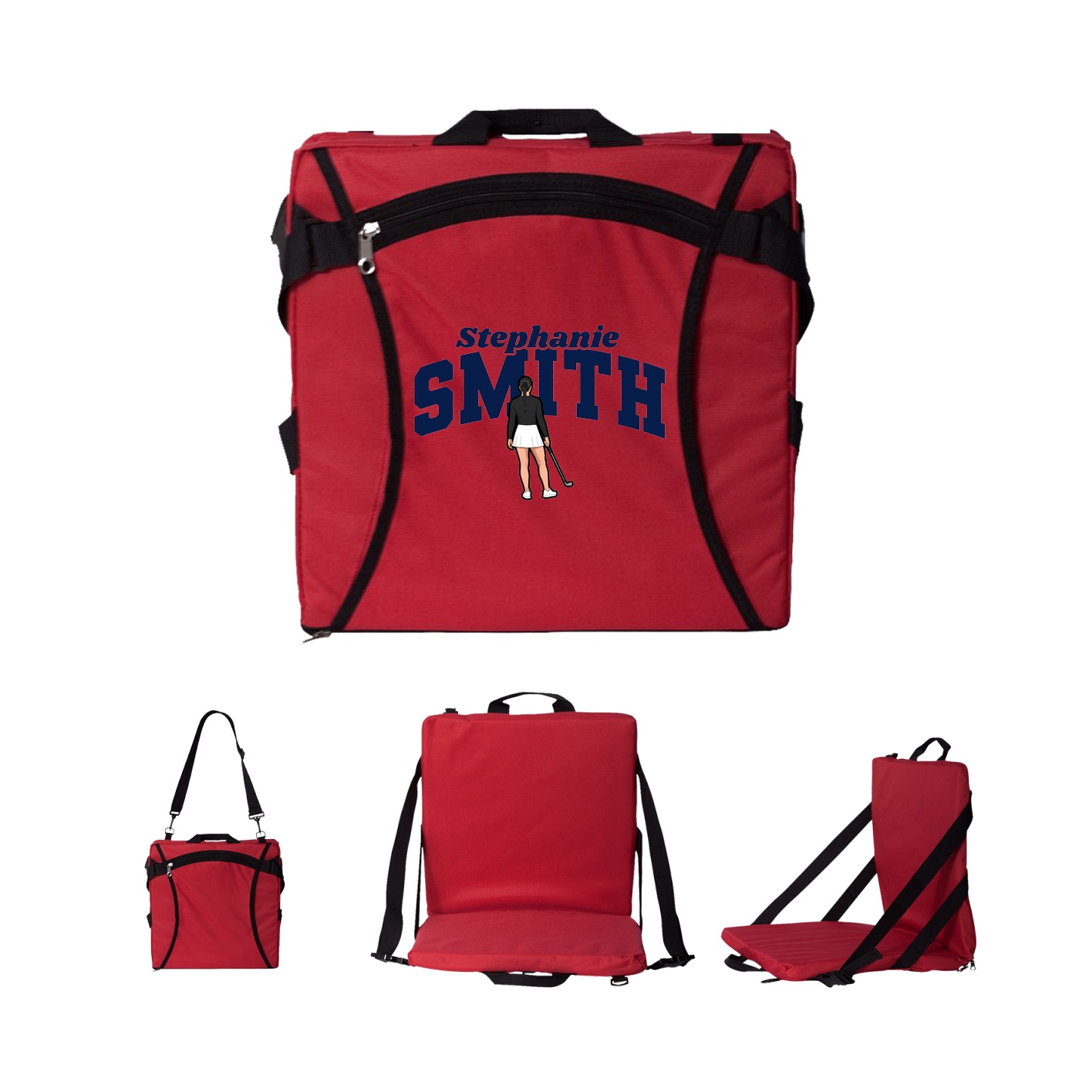 Folding Stadium Seat — Signature Arch in Red
