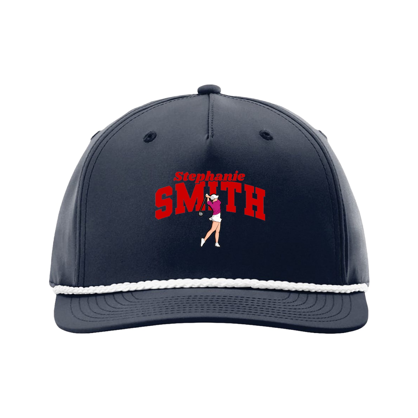 Five-Panel Classic Rope Cap — Signature Arch in Navy