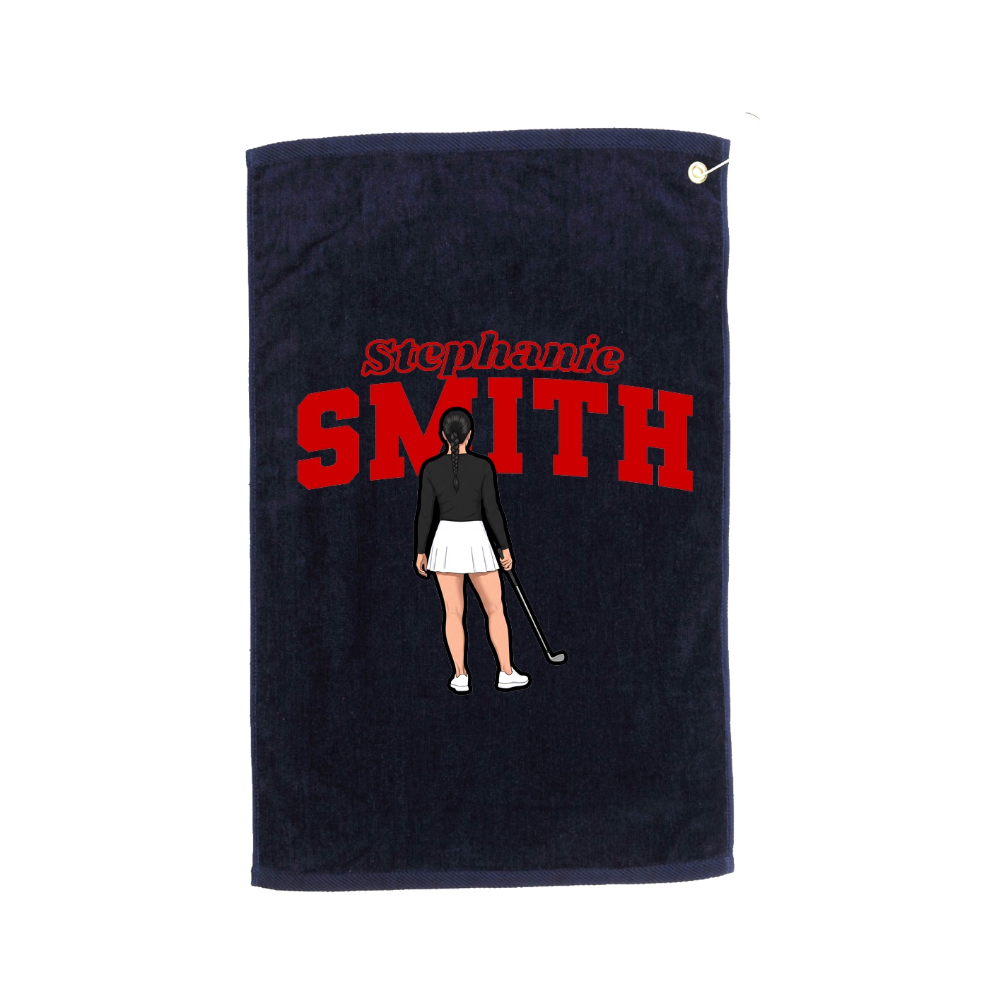 Golf Towel — Name Arch in Navy