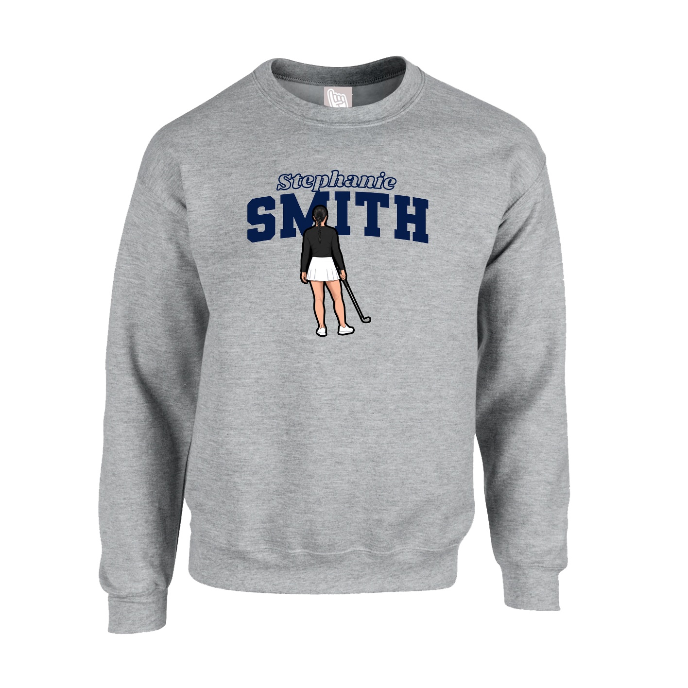 Fleece Crew — Name Arch in Grey
