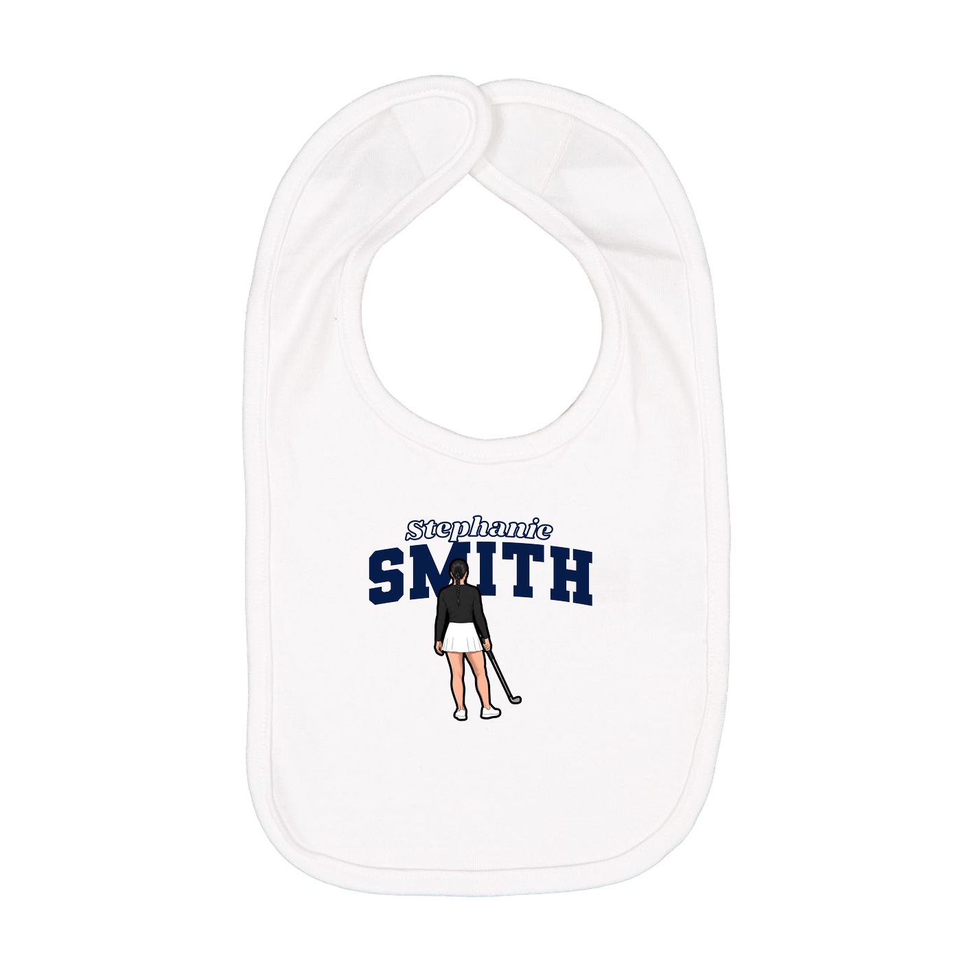 Infant Bib — Name Arch in White