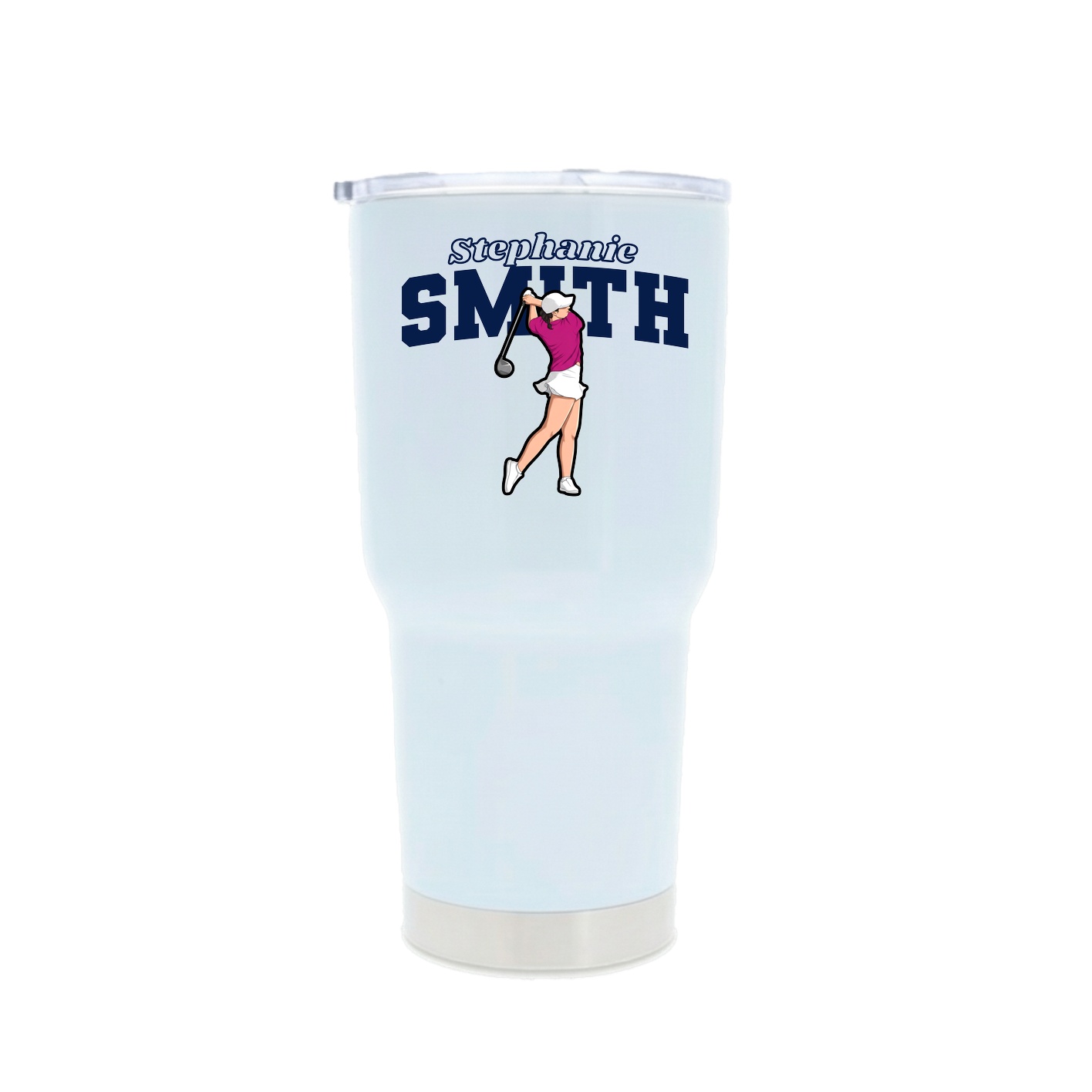 30oz Stainless Steel Tumbler — Name Arch in White