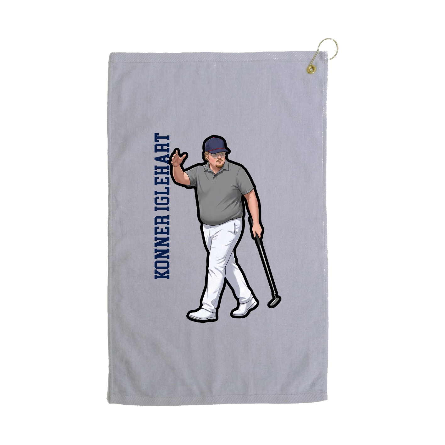 Golf Towel — Name Vertical in Grey