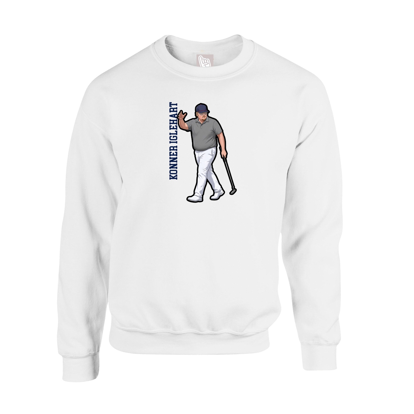 Fleece Crew — Name Vertical in White