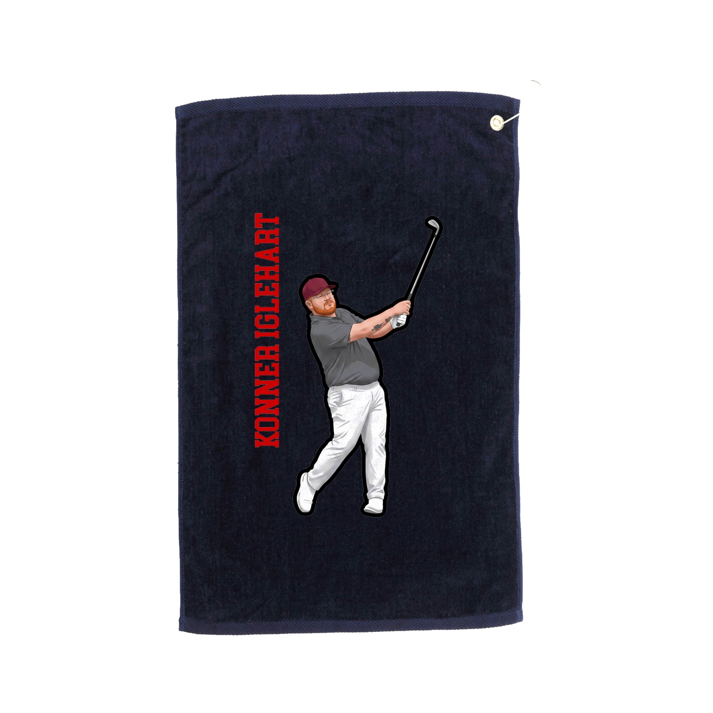 Golf Towel — Name Vertical in Navy