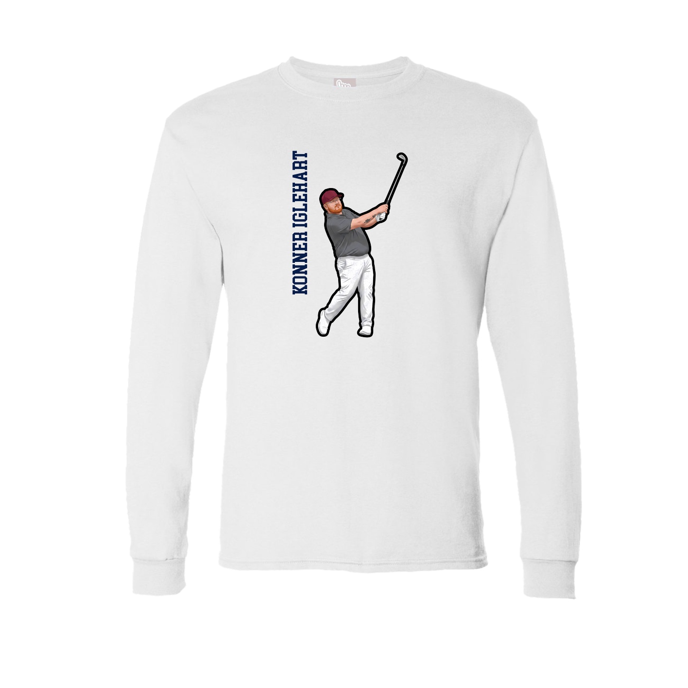 Long Sleeve Tee — Name Vertical in White